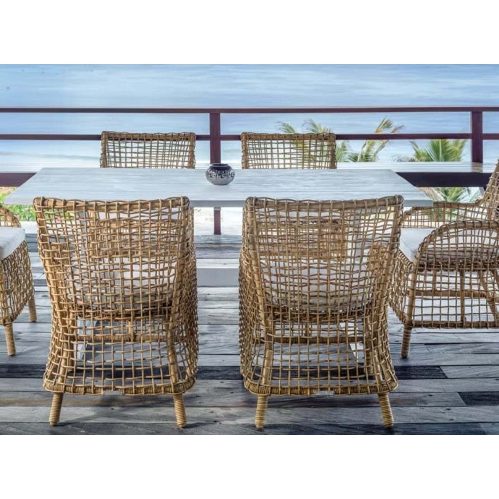 Kingsley Bate Charlotte Dining Arm Chair with Salt Sailcloth Cushion