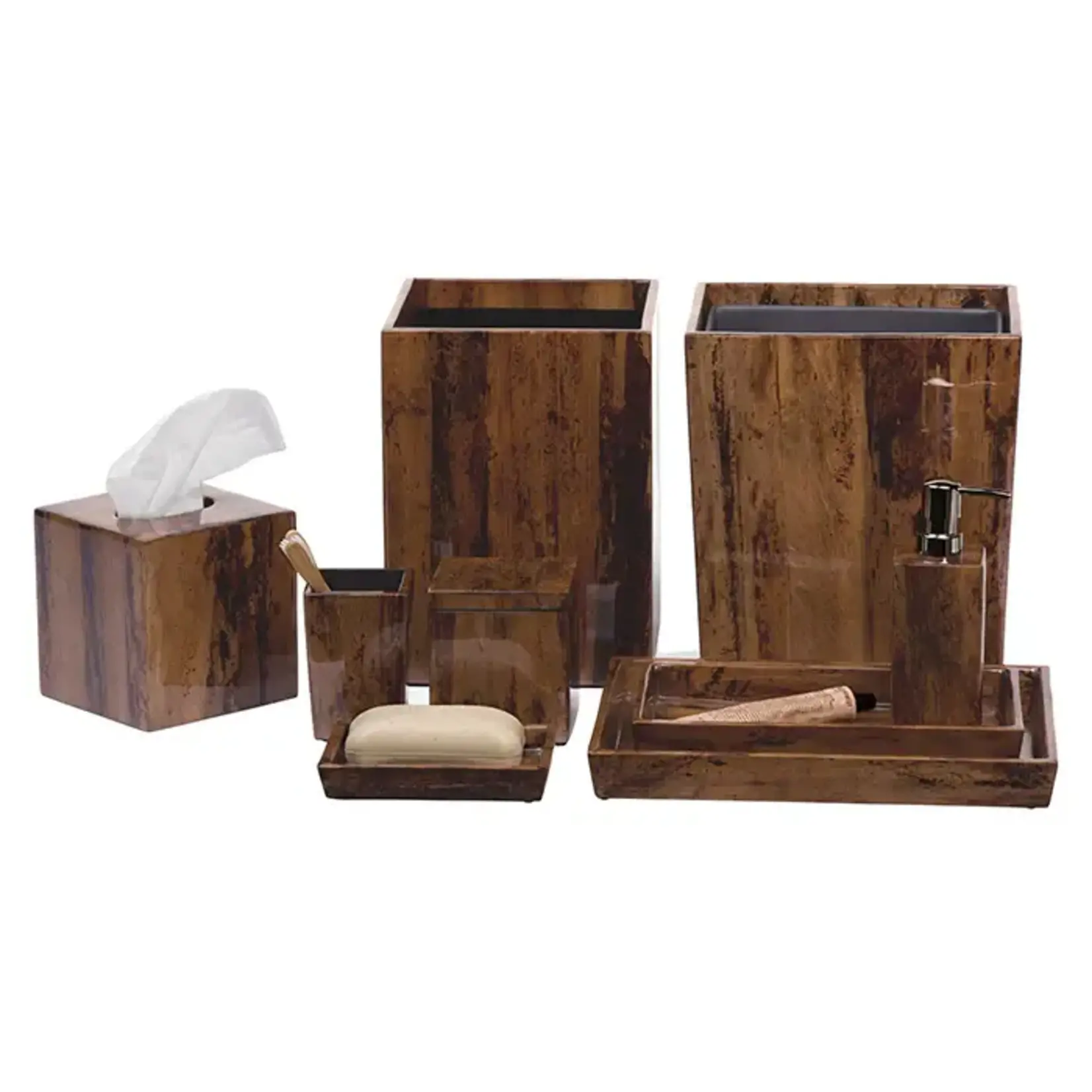 Pigeon and Poodle Varadero Tray Set of 2 Dark Stain Banana Leaf