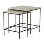 Summer Classics Abby Charcoal Travertine Outdoor Nesting Tables - Set of 2