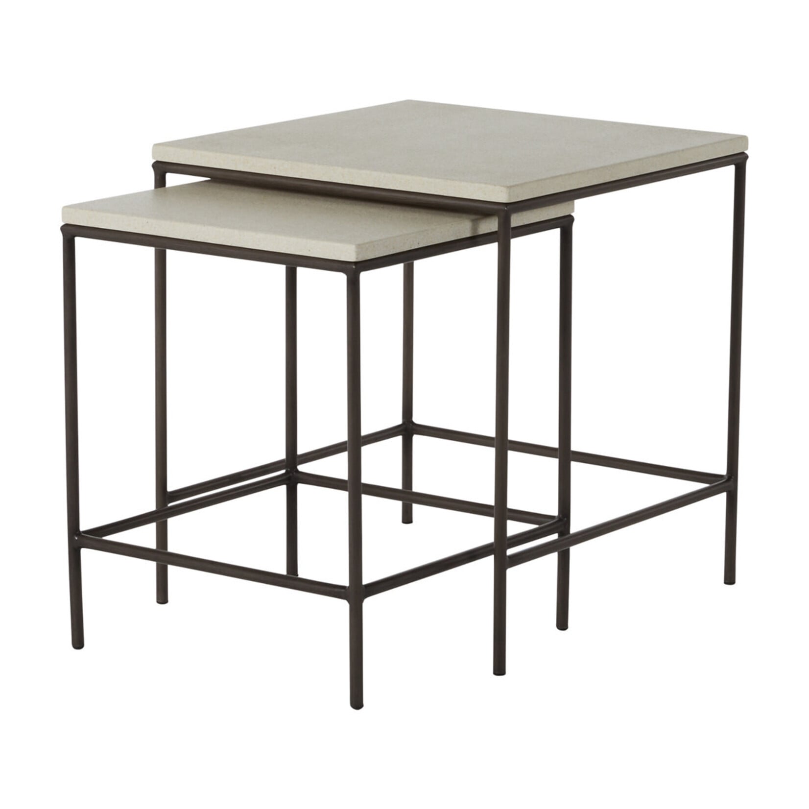 Summer Classics Abby Charcoal Travertine Outdoor Nesting Tables - Set of 2