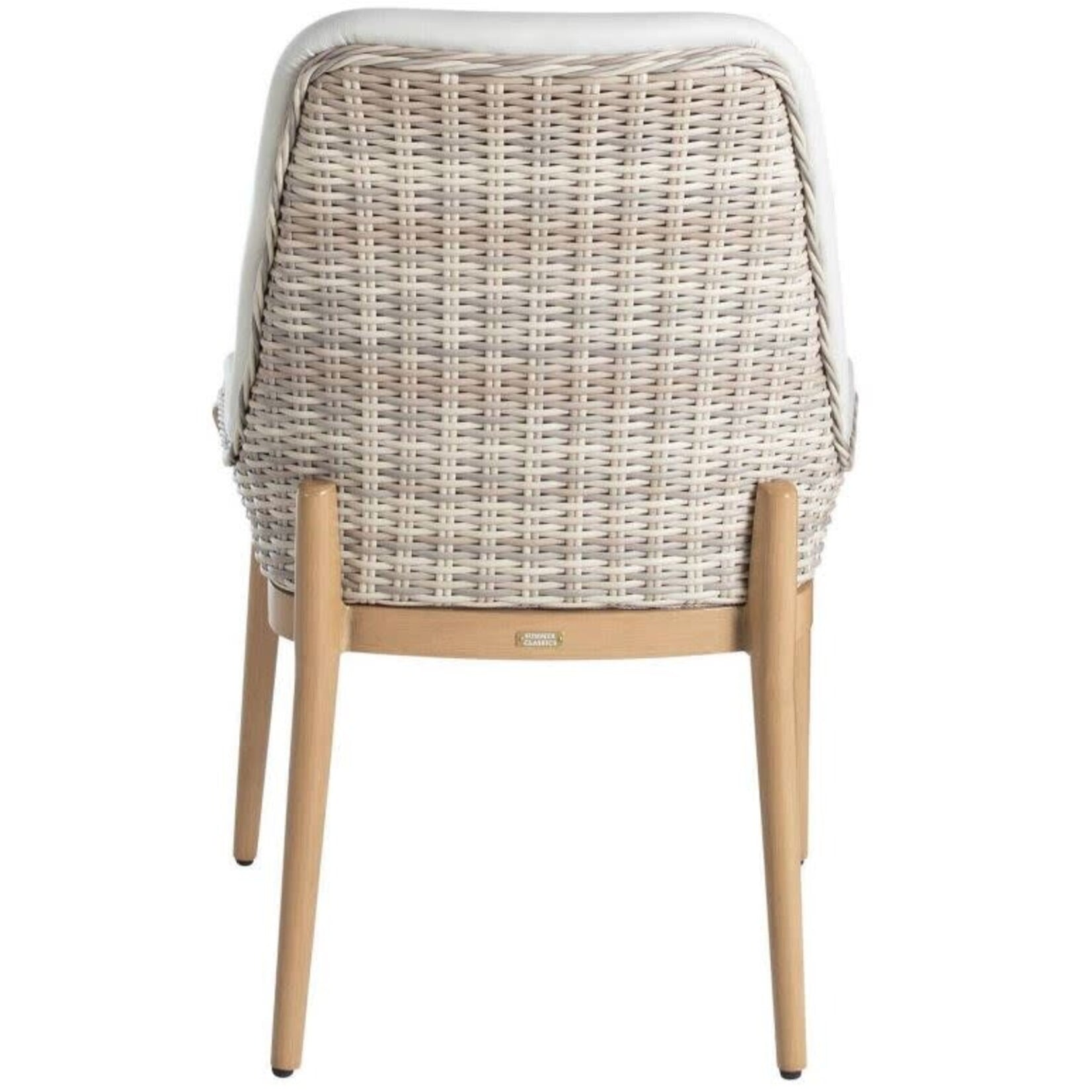 Summer Classics Palma Vinyl Natural Linen Wicker Outdoor Side Chair