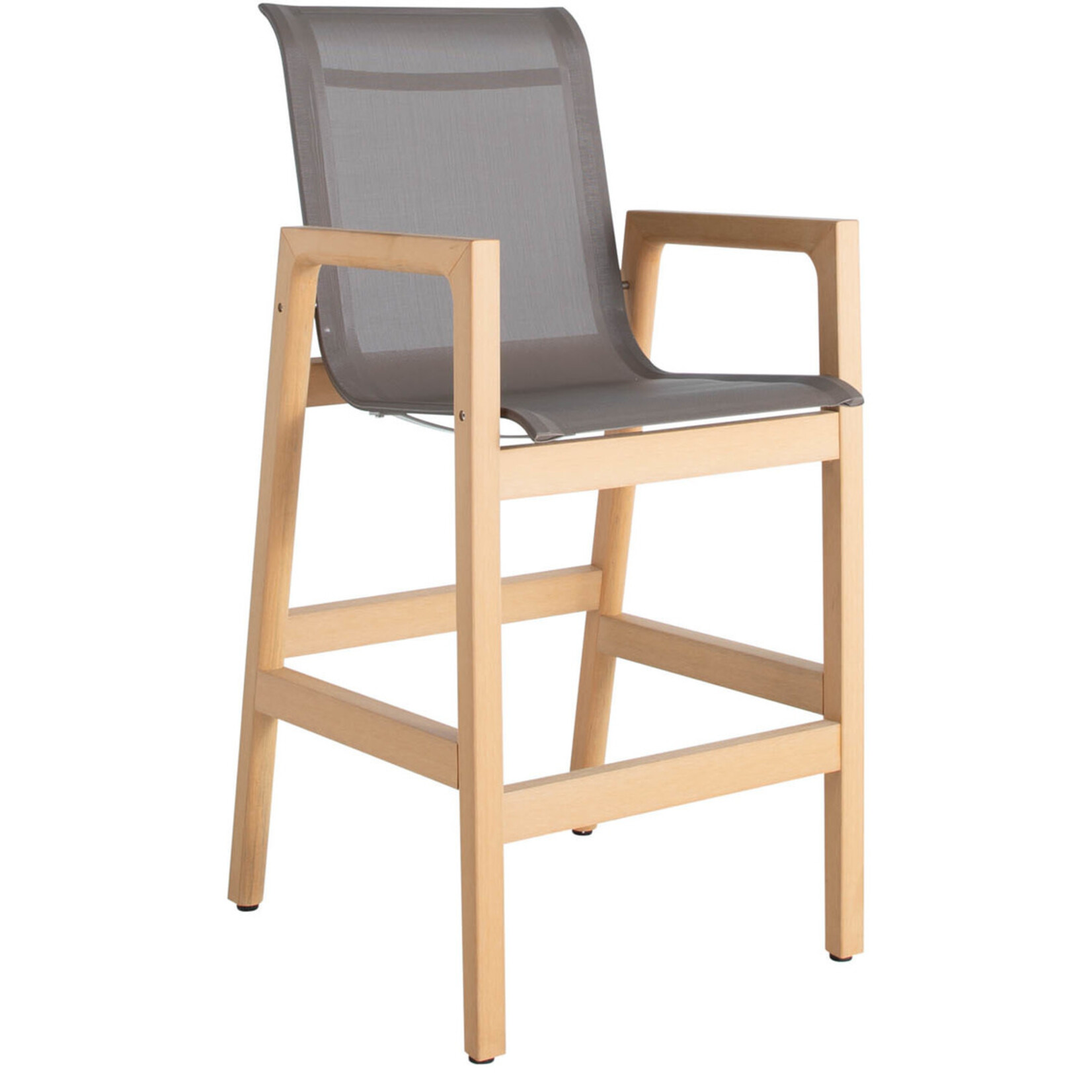 Summer Classics Seashore N-Dura Barstool Natural Wood Grey Sling