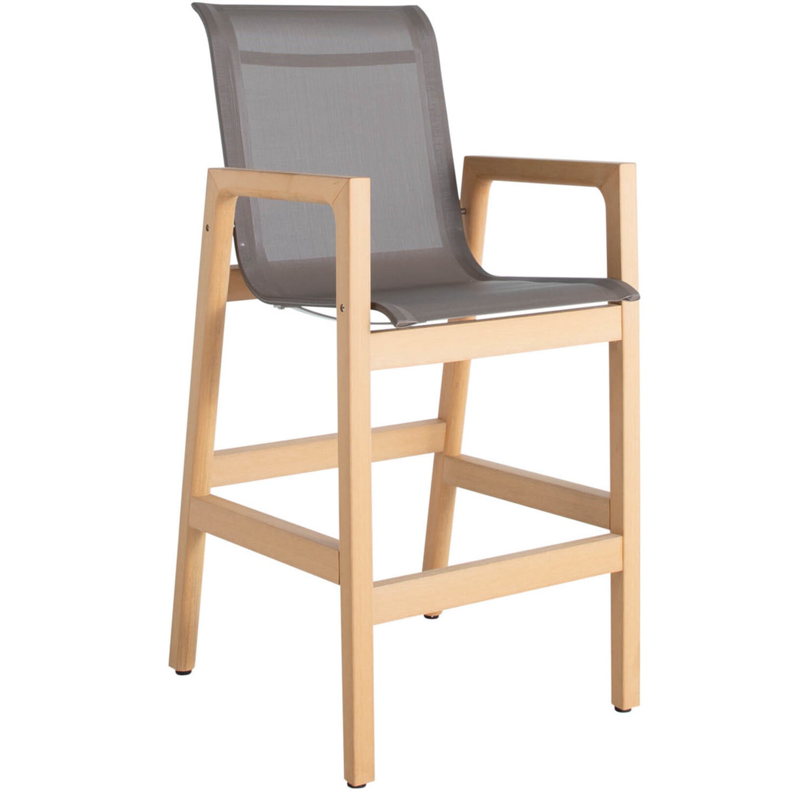 Summer Classics Seashore N-Dura Natural Wood & Grey Sling Outdoor Bar Stool