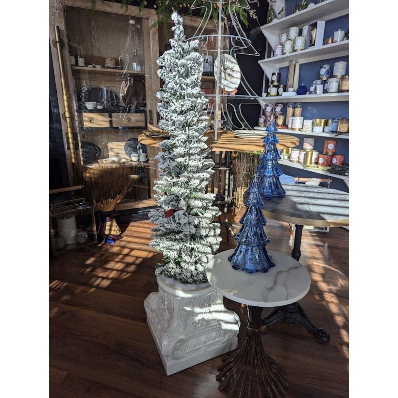 Carole Stupell LTD Vintage Large White Glazed Porcelain Planter Column Table