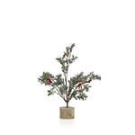 Zodax Frosted Mistletoe Tree with Red Berries on Birch Base Small