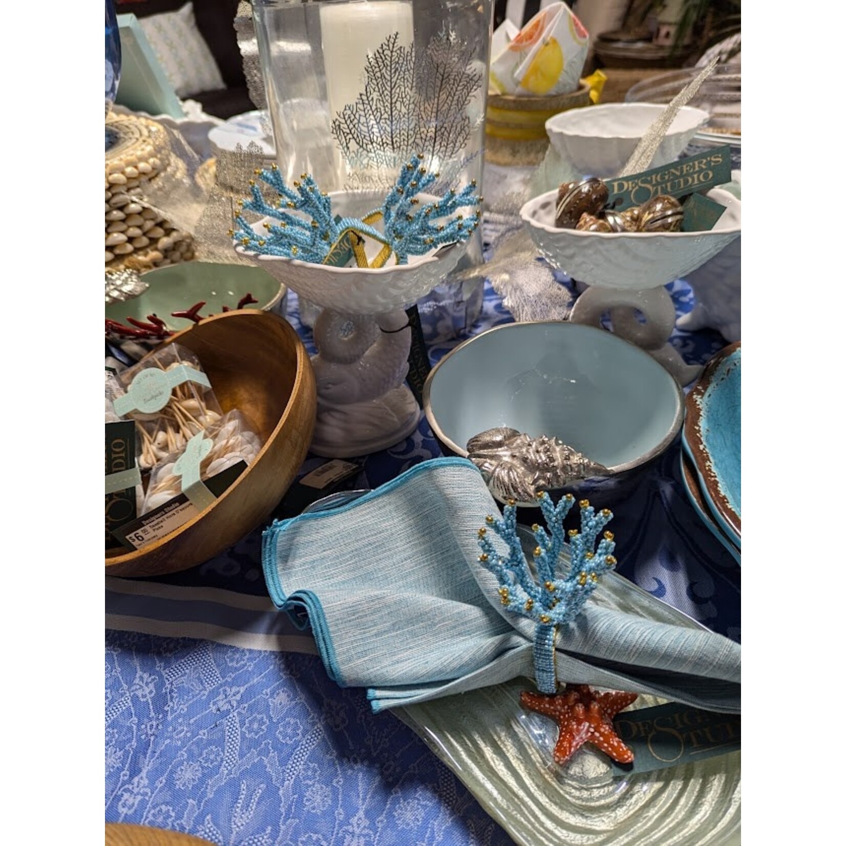 Karen Lee Ballard Turquoise Striated Napkin