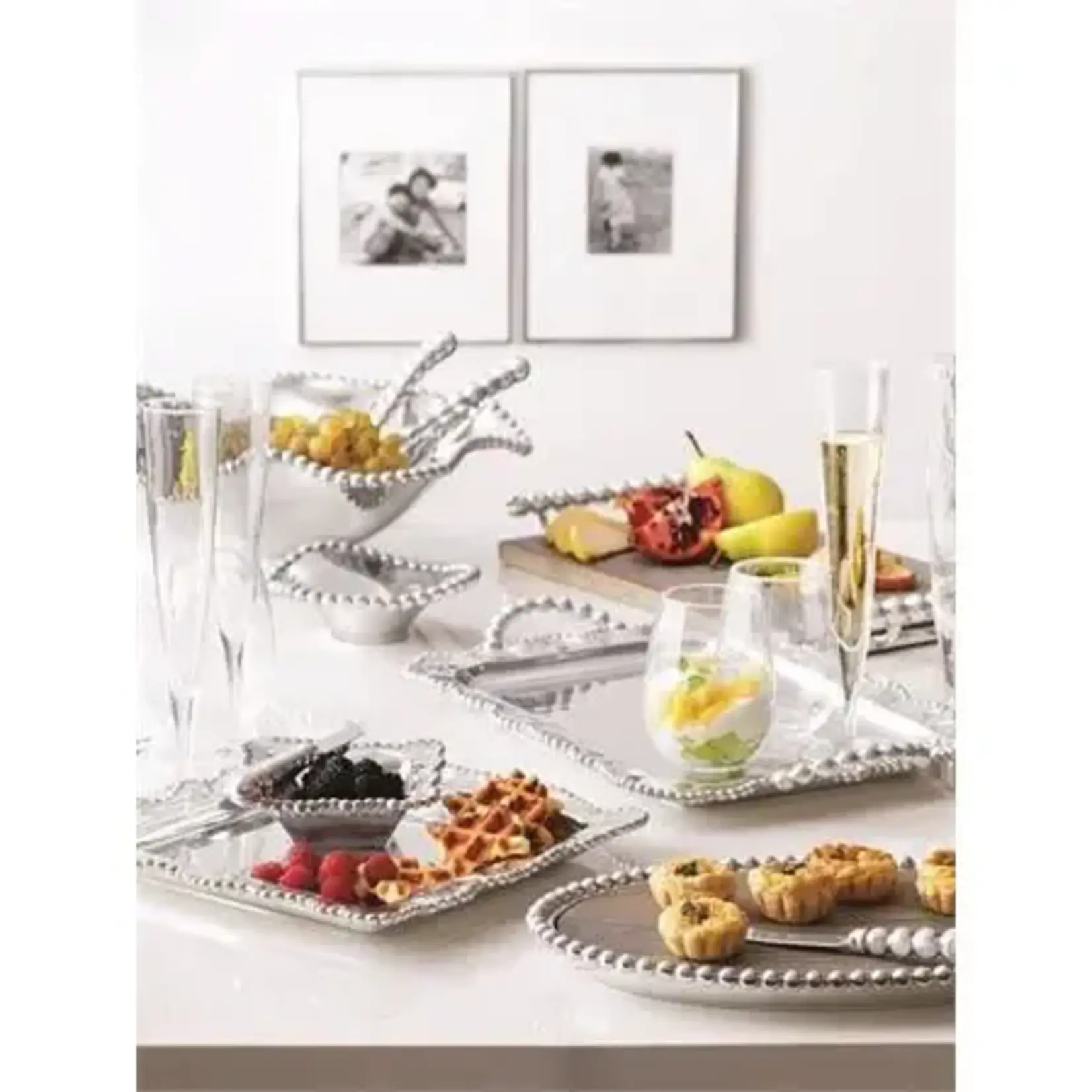 Mariposa Pearled Deep Dish Server Medium