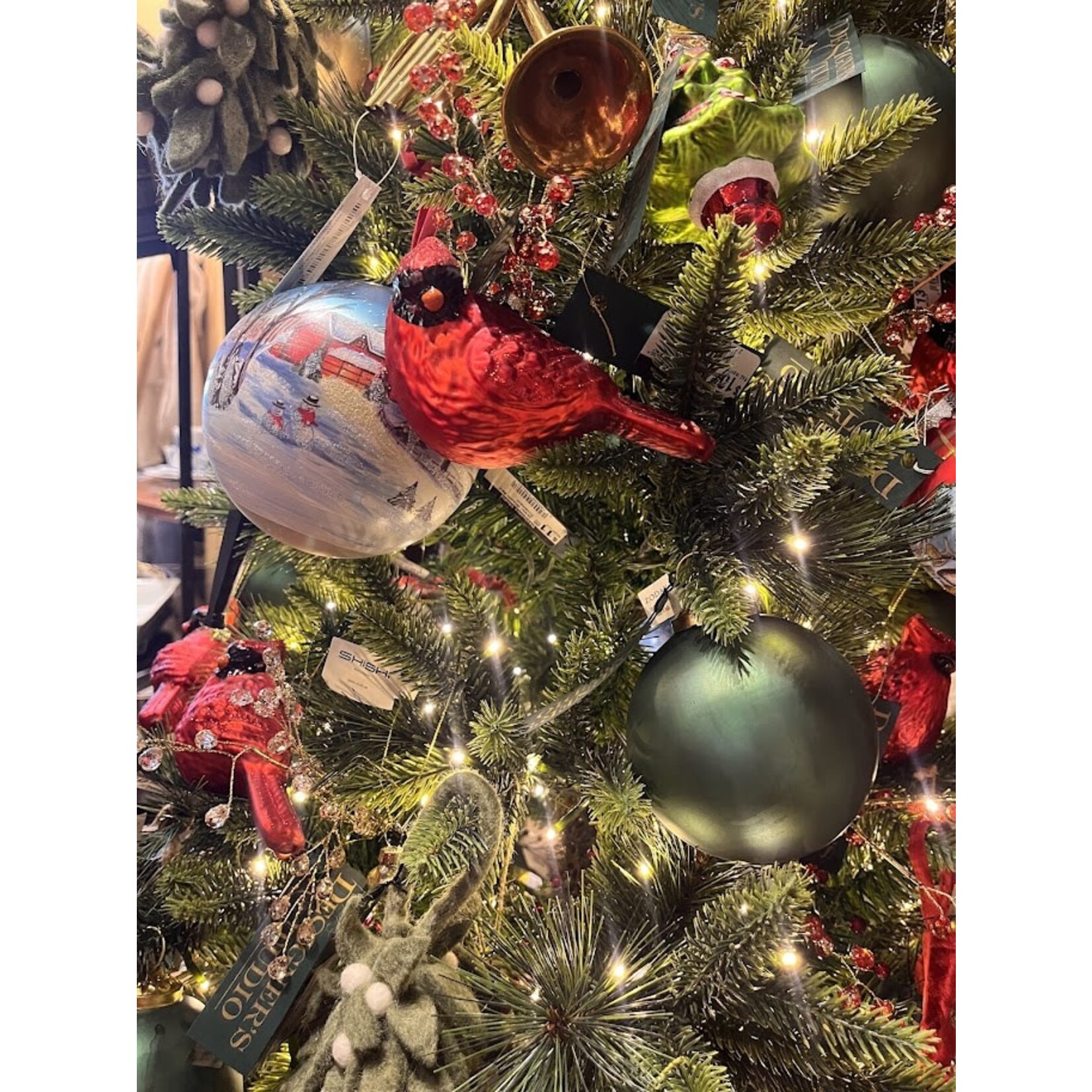 RAZ Imports Cardinal Bird Glitter Glass Ornament 5.25"