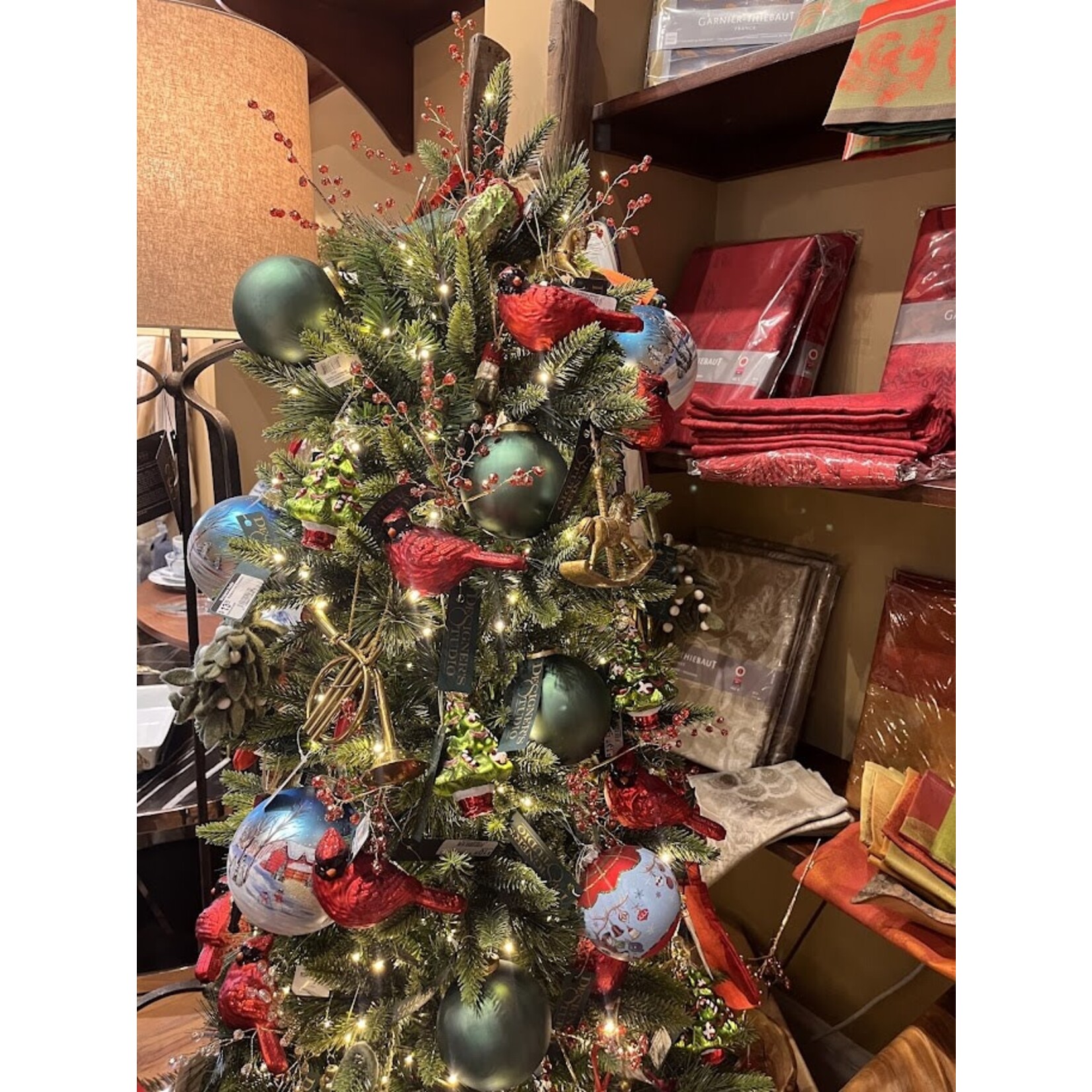 RAZ Imports Cardinal Bird Glitter Glass Ornament 5.25"