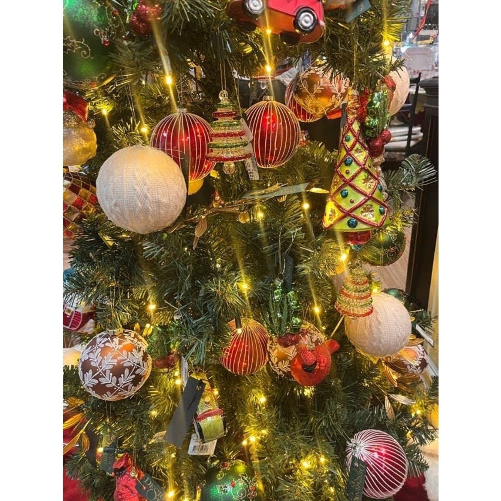 Jim Marvin Enterprises Red & White Stripe Glass Ball Ornament 4"