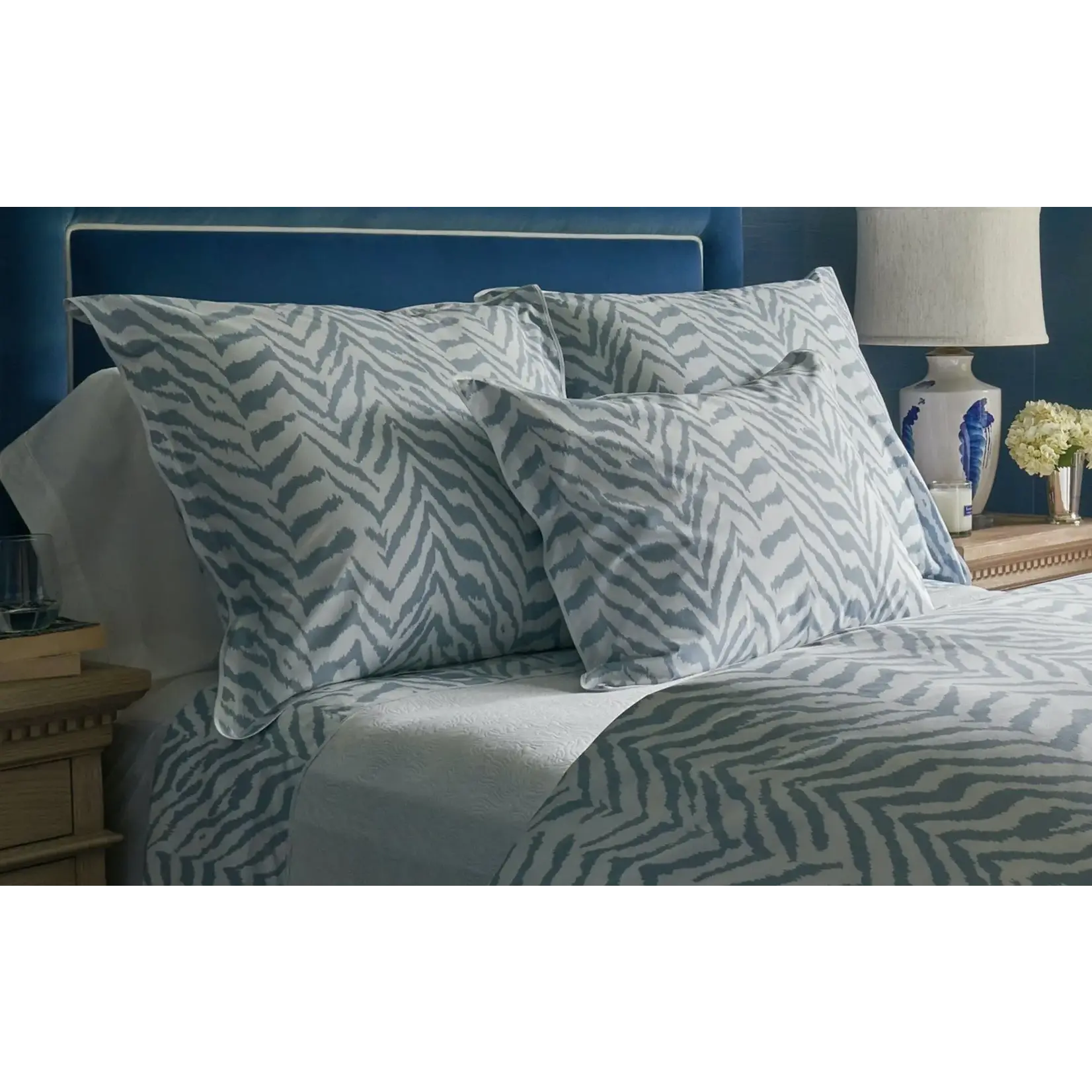 Matouk Quincy Boudoir Pillow Sham Hazy Blue