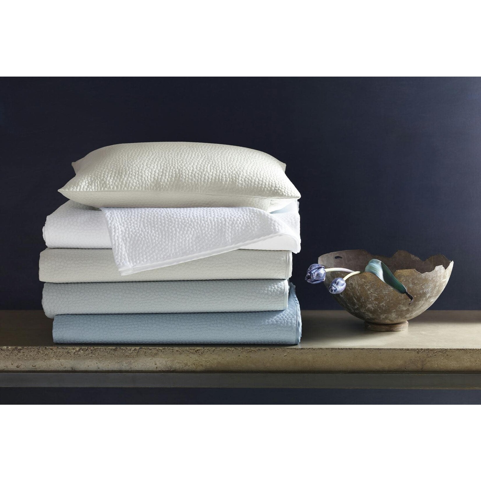 Matouk Eden Euro Sham Pillowcase Hazy Blue