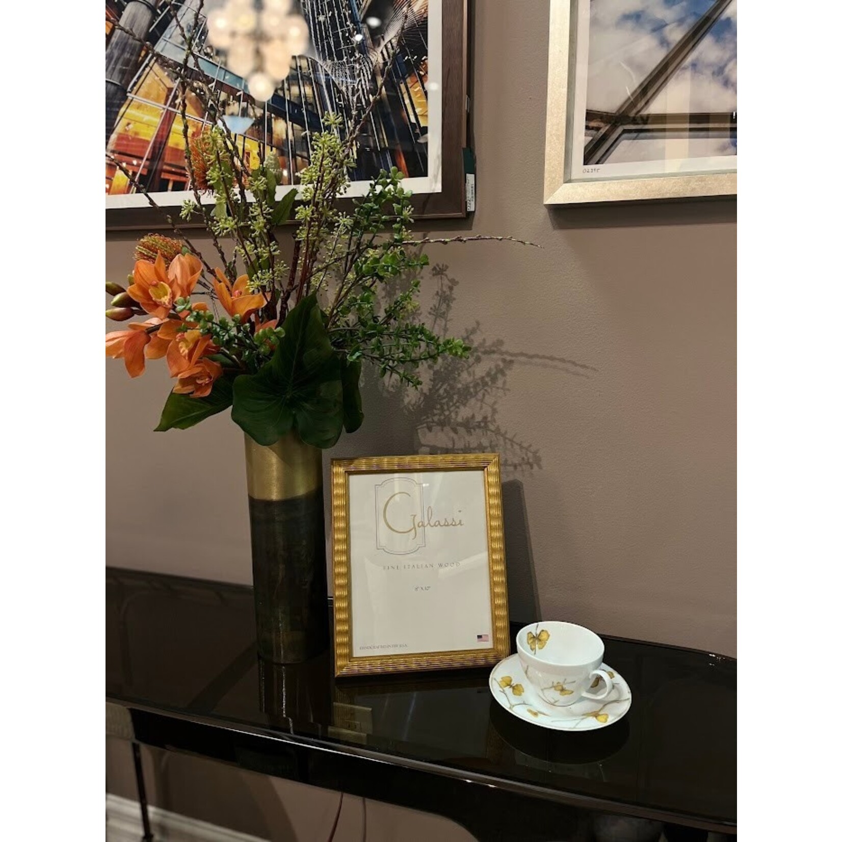The Ivy Guild Cymbidium Protea Arrangement in Brass Vase