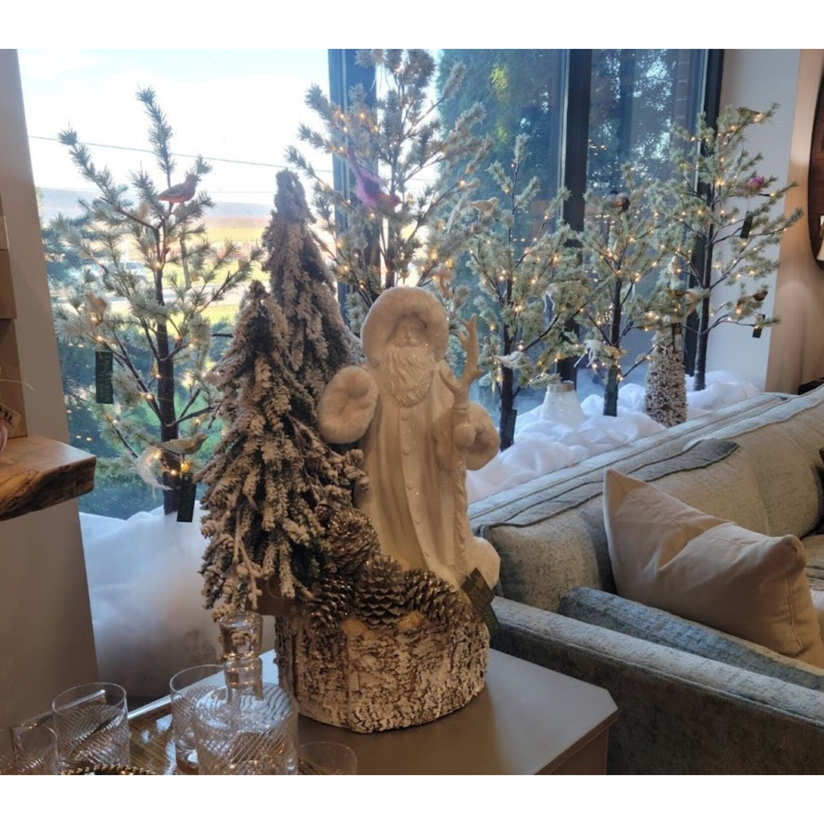 Napa Home and Garden Pinecone and Cotton Shell Topiaries Set of 2 Tree