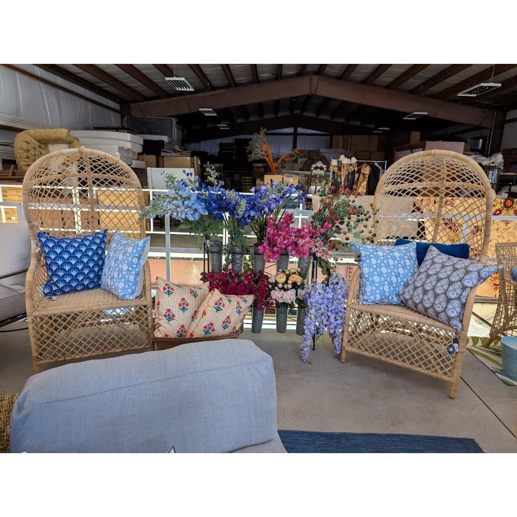 Napa Home and Garden Blue Delphinium Stems 49" Faux Floral Bundles of 3
