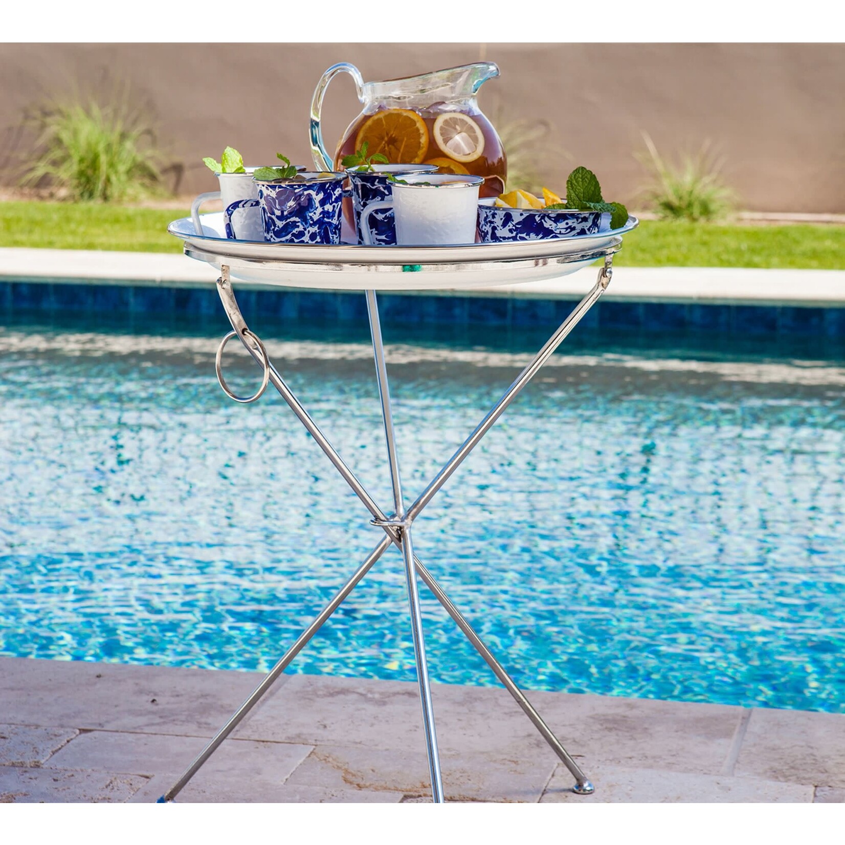 Golden Rabbit Tray Stand Table with Large Tray