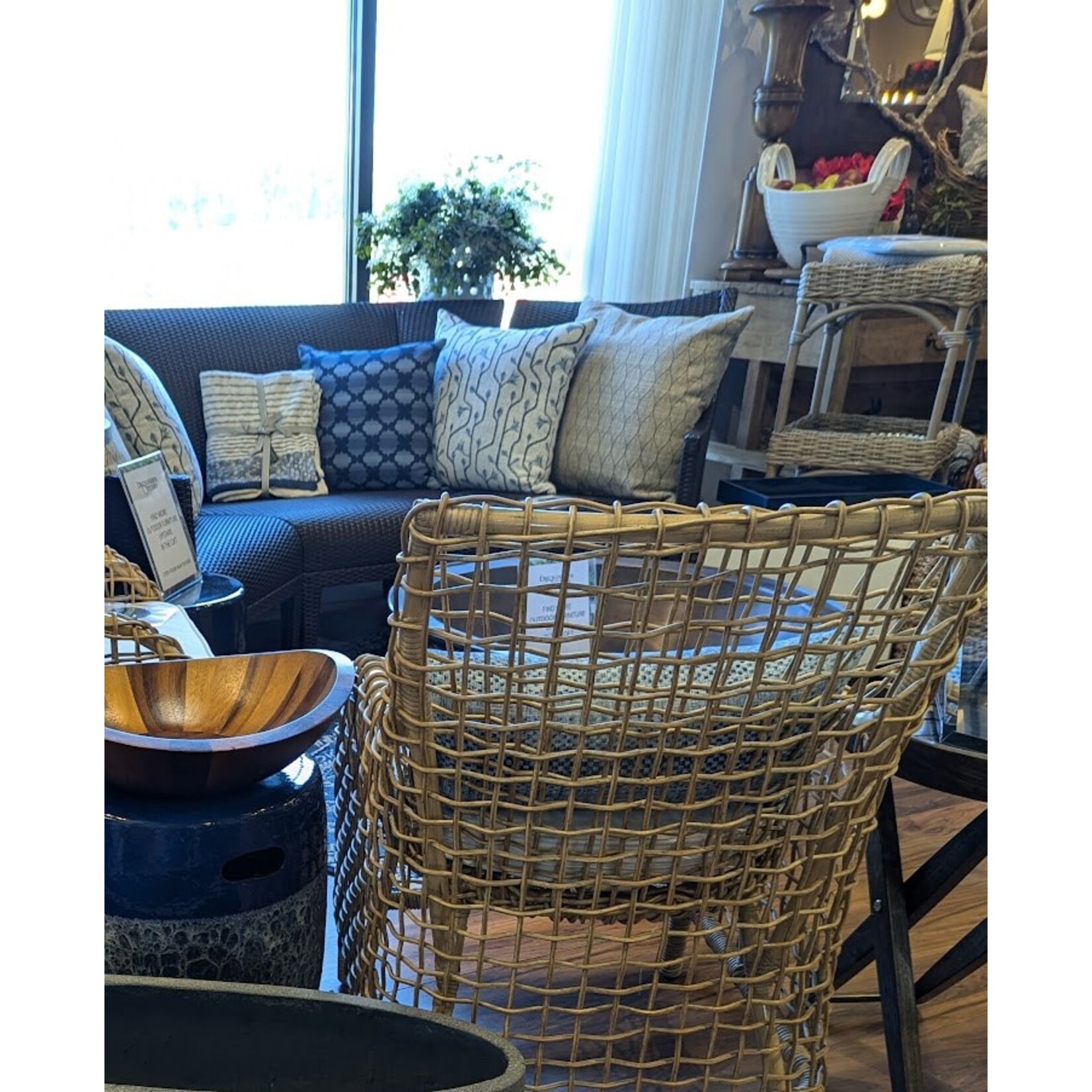 Kevin O'Brien Studio Craftsman Weather Resistant Blue Throw Pillow 22x22