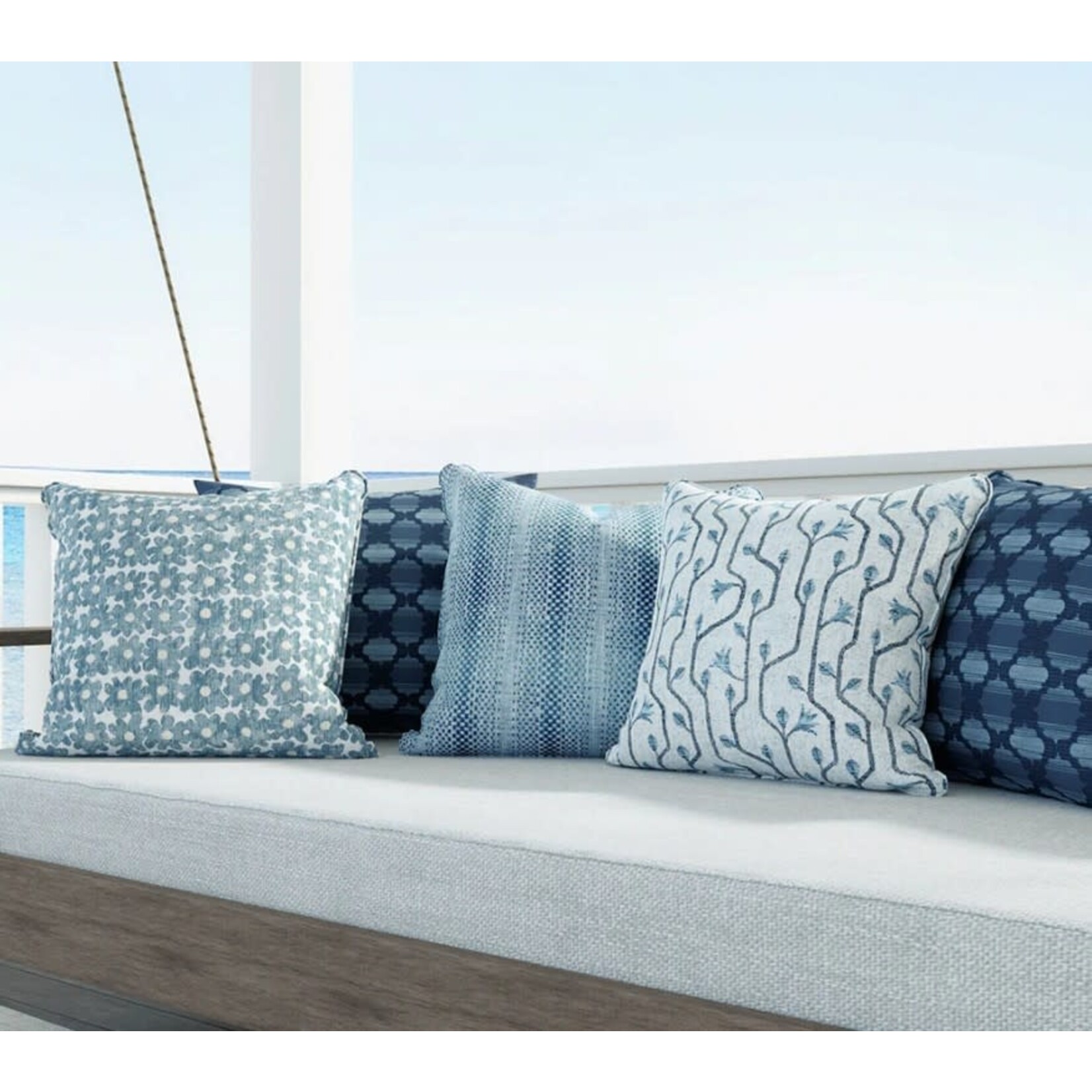 Kevin O'Brien Studio Craftsman Weather Resistant Blue Throw Pillow 22x22