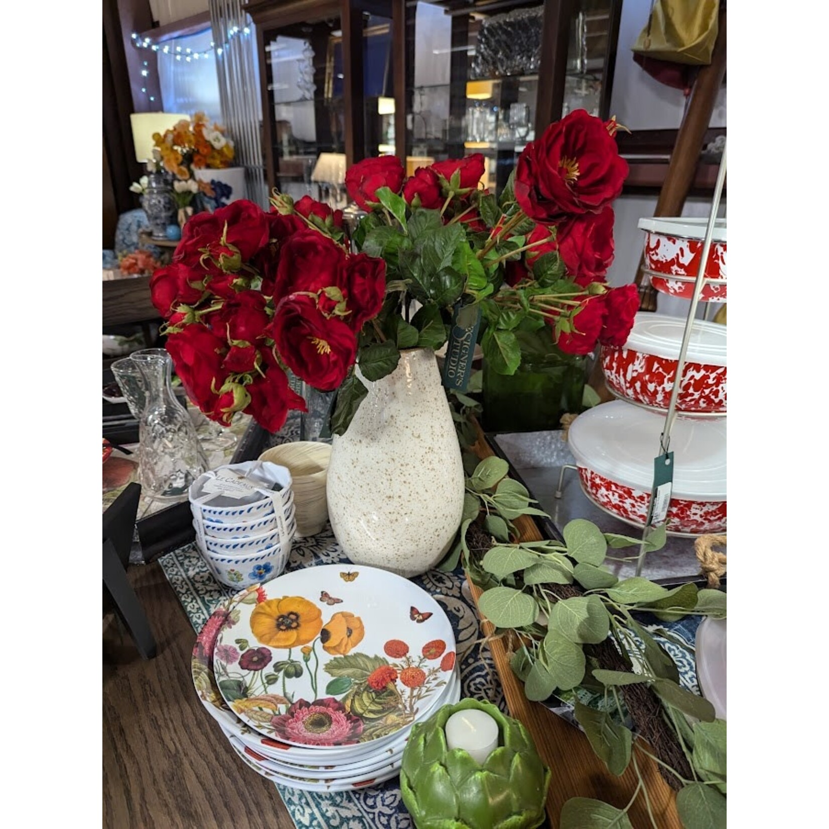 Winward Home Artificial Red English Canterbury Rose Stem 21"