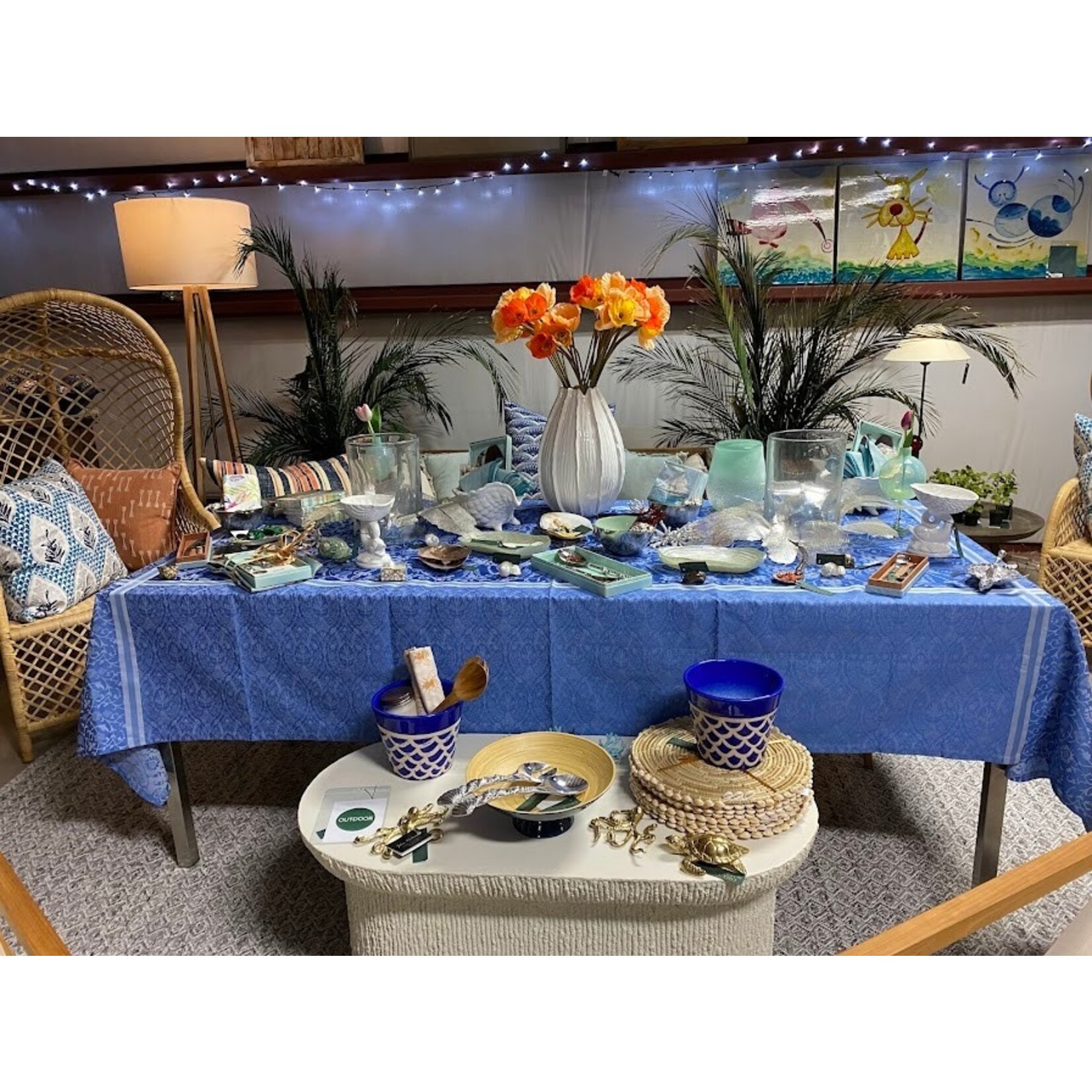 Two's Company Pandan & Seashells Woven Placemat Set of 4