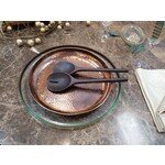 Just Slate Company Copper Serving Bowl with Black Wooden Serving Spoons