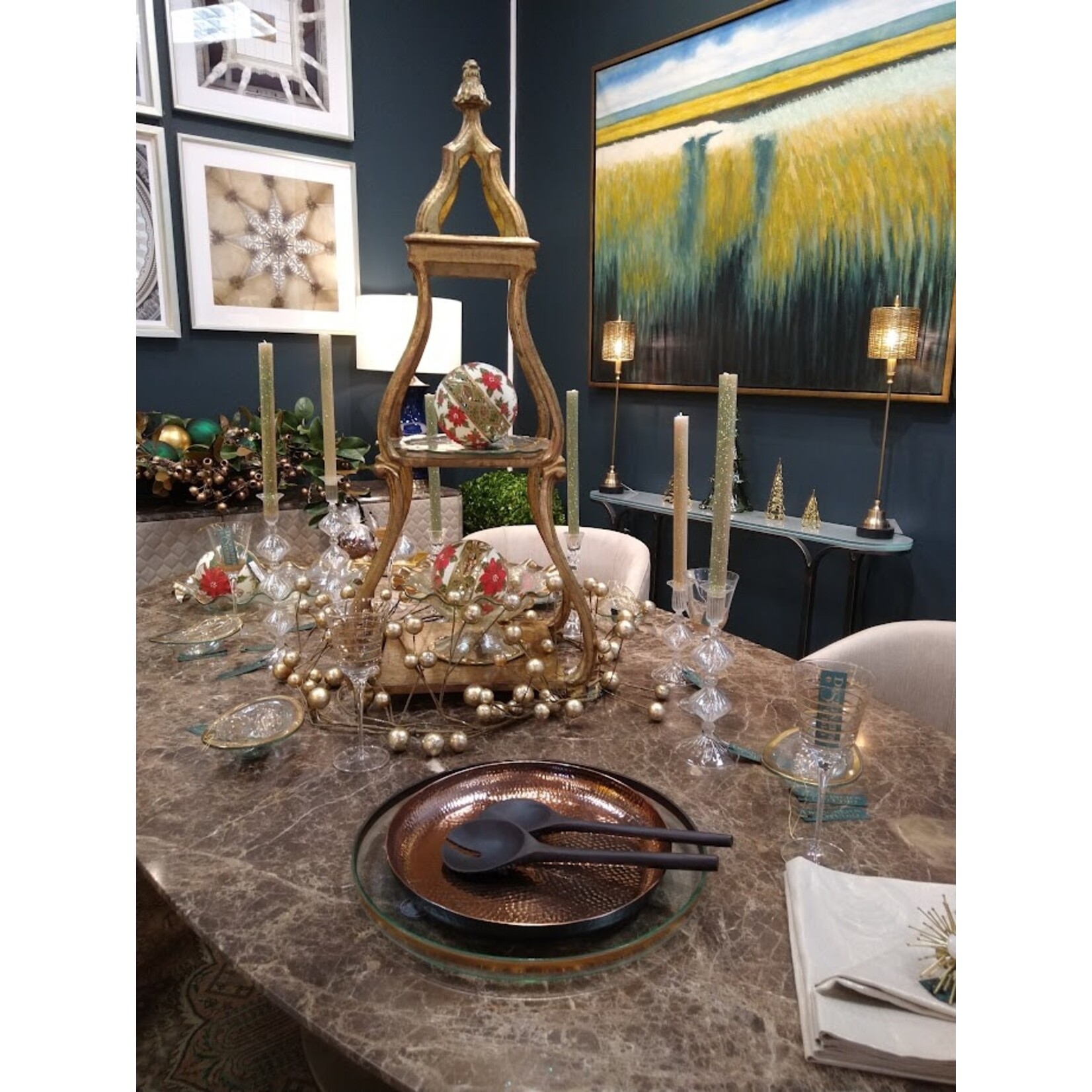 Just Slate Company Copper Serving Bowl & Black Wooden Spoons Set