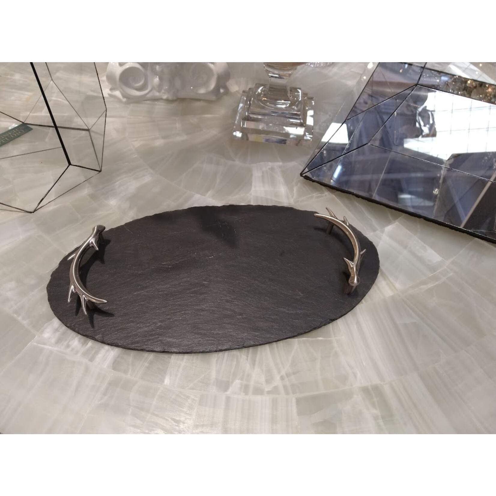 Just Slate Company Oval Antler Serving Tray