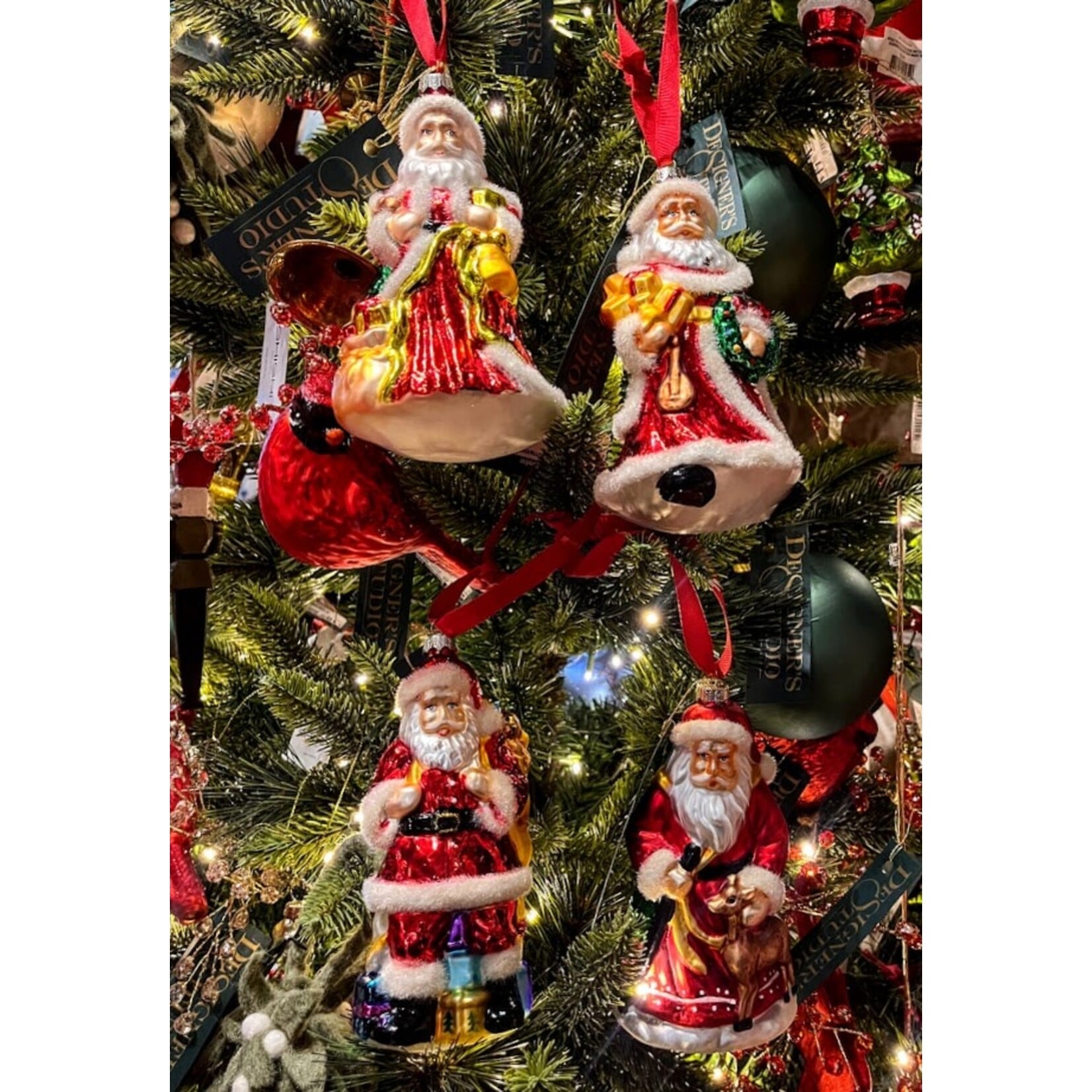 Two's Company Handmade Santa Glass Ornament 6"
