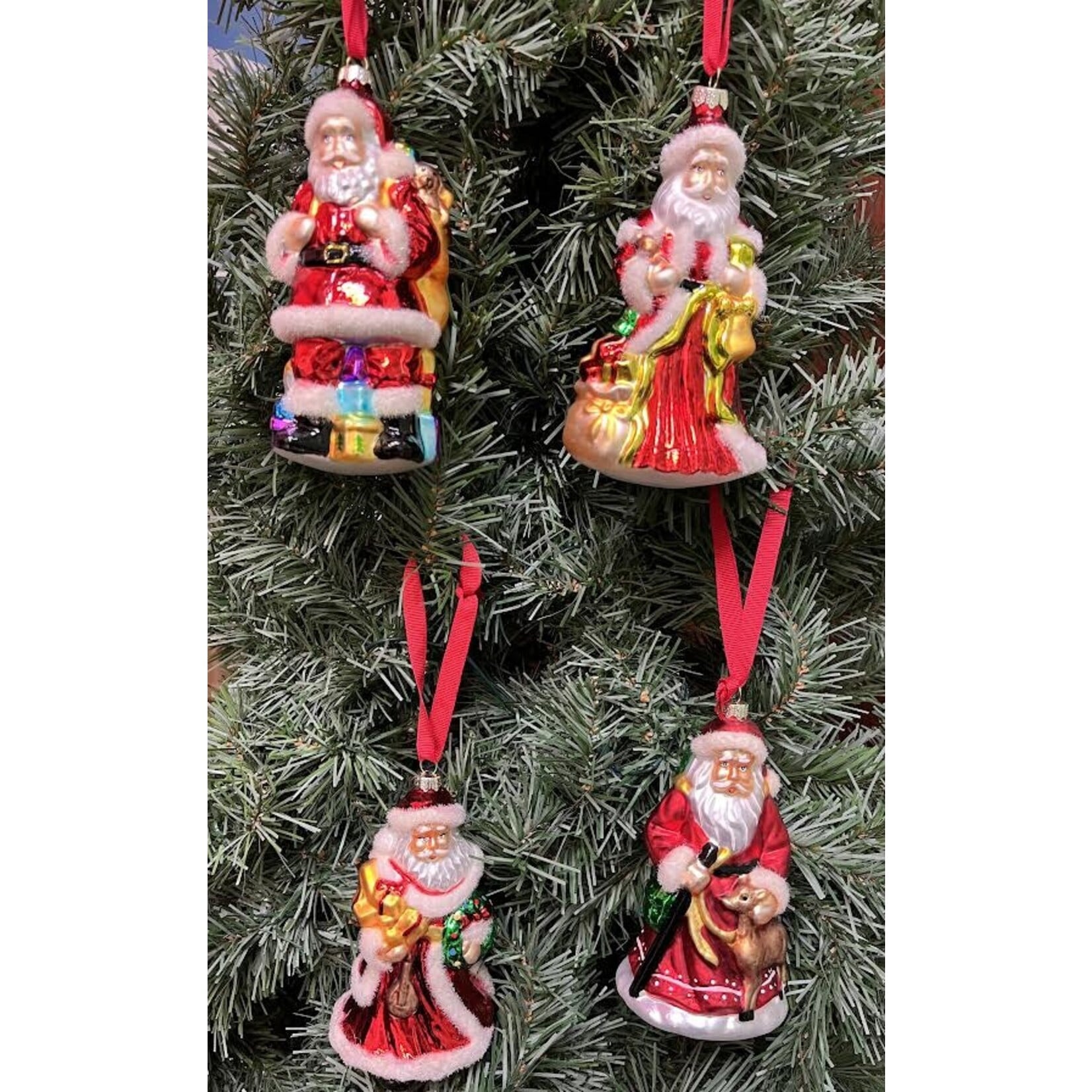 Two's Company Handmade Santa Glass Ornament 6"