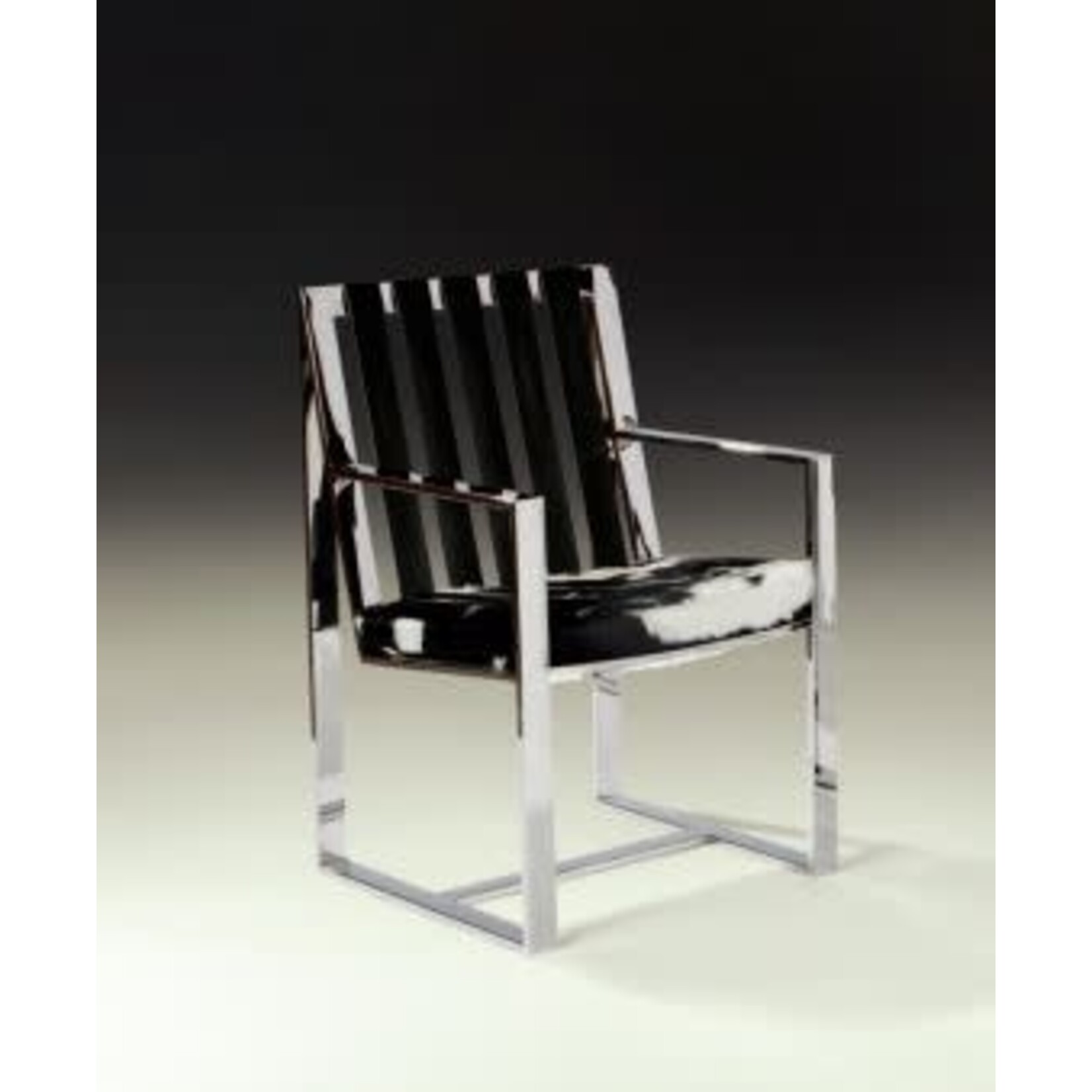Thayer Coggin Vintage Strappy Arm Chair Polished Stainless Blue