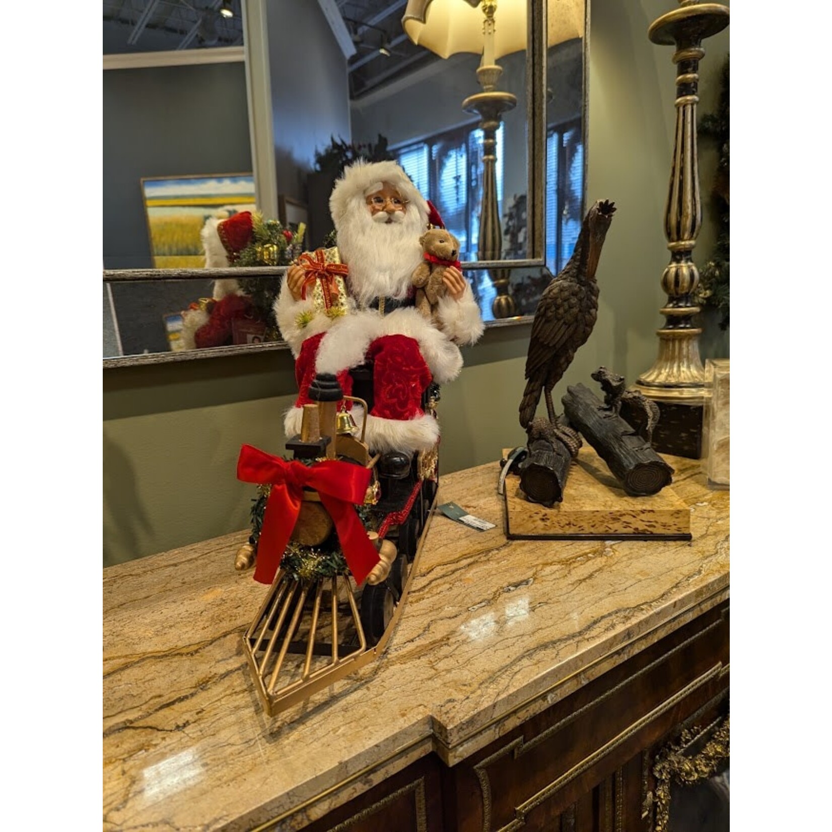 Karen Didion Originals Lighted Merry Christmas Train Santa