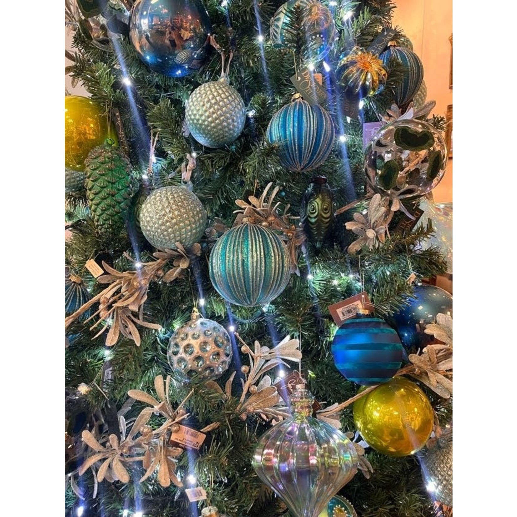 RAZ Imports Cerulean Blue Quilted Glass Ball Ornament 4"