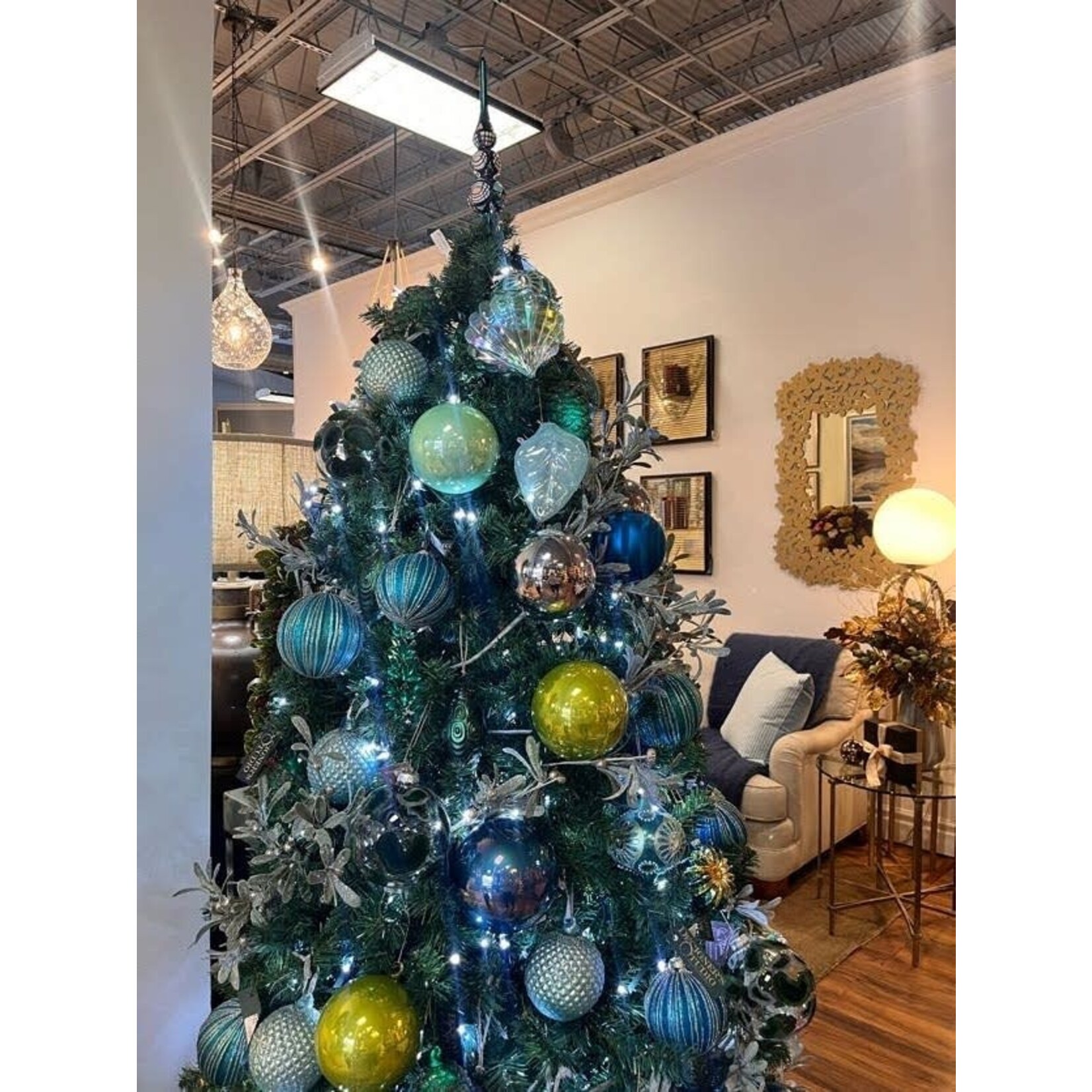 RAZ Imports Cerulean Blue Quilted Glass Ball Ornament 4"