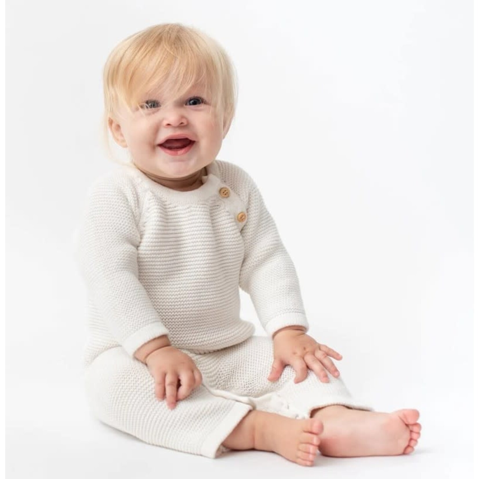 Zestt Organics Knit Baby Romper White 0-6M