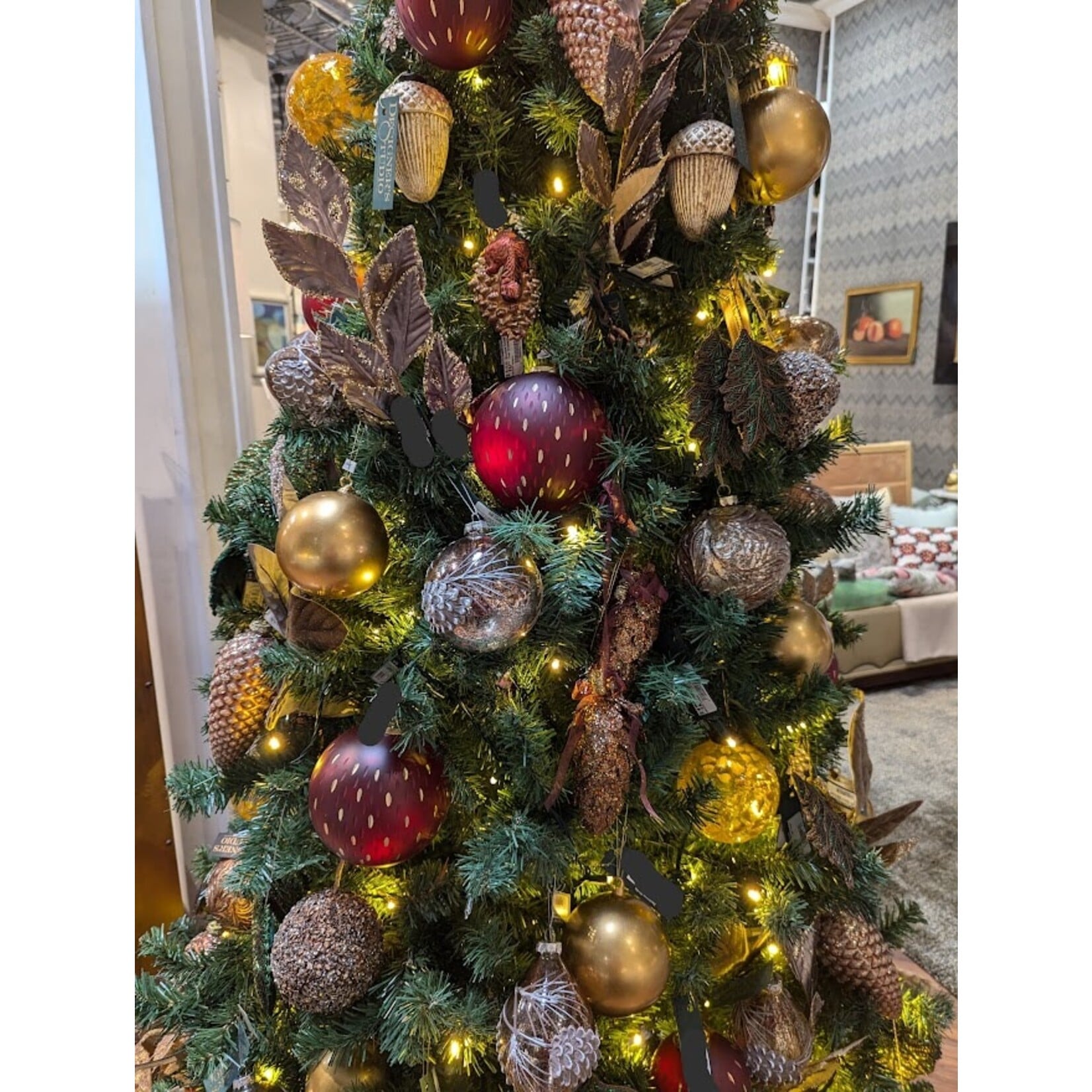 RAZ Imports Pinecone Branch Design on Mercury Glass Ornament