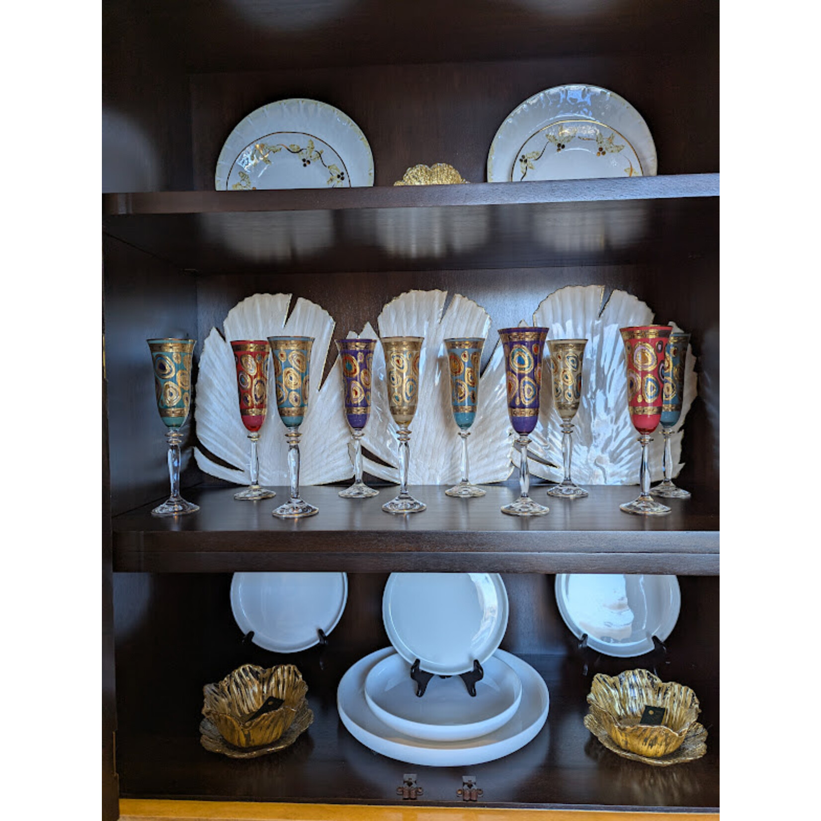 Vietri Regalia Hand Painted Gold Champagne Glass Flute
