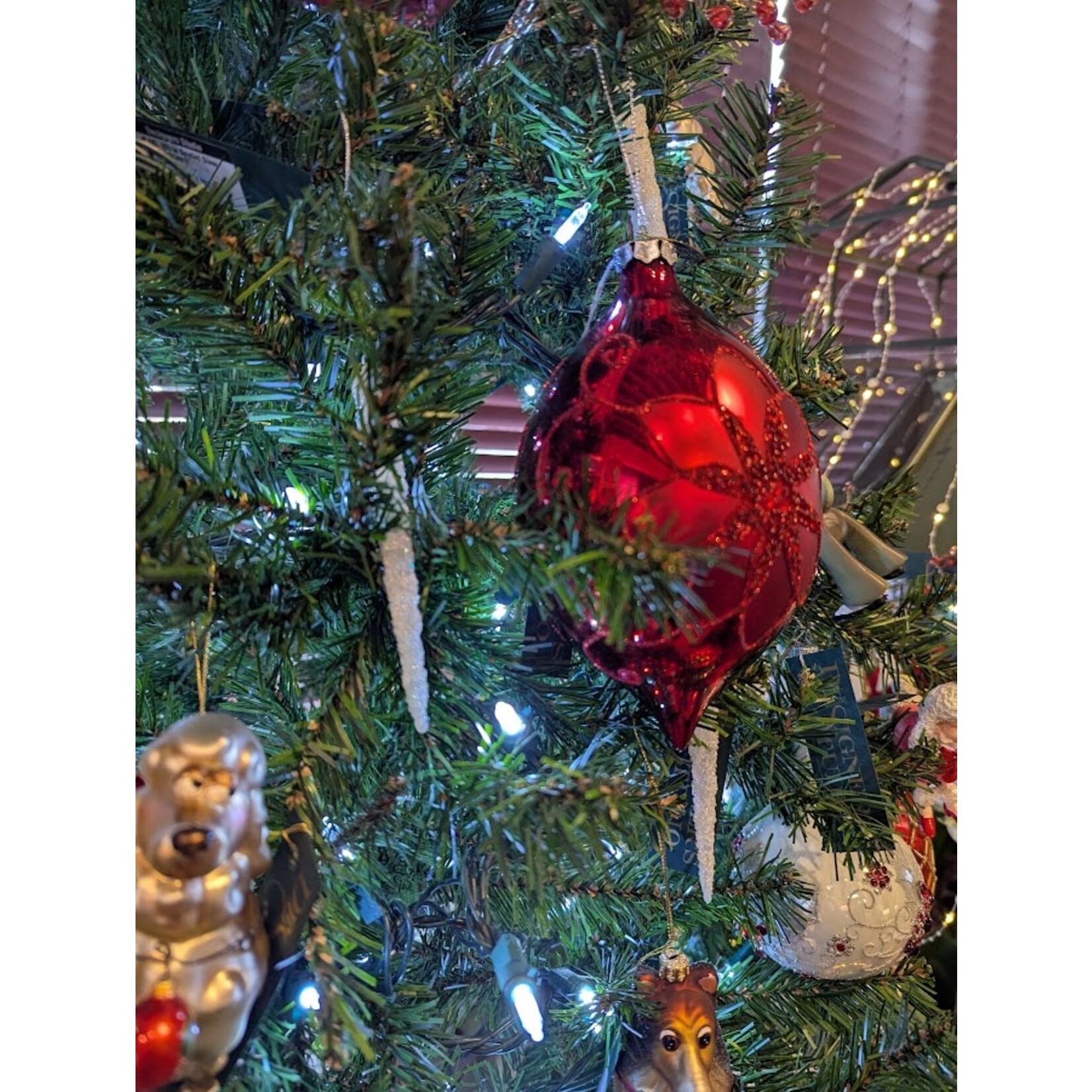 Katherine's Collection Red Poinsettia Glass Bauble Ornament