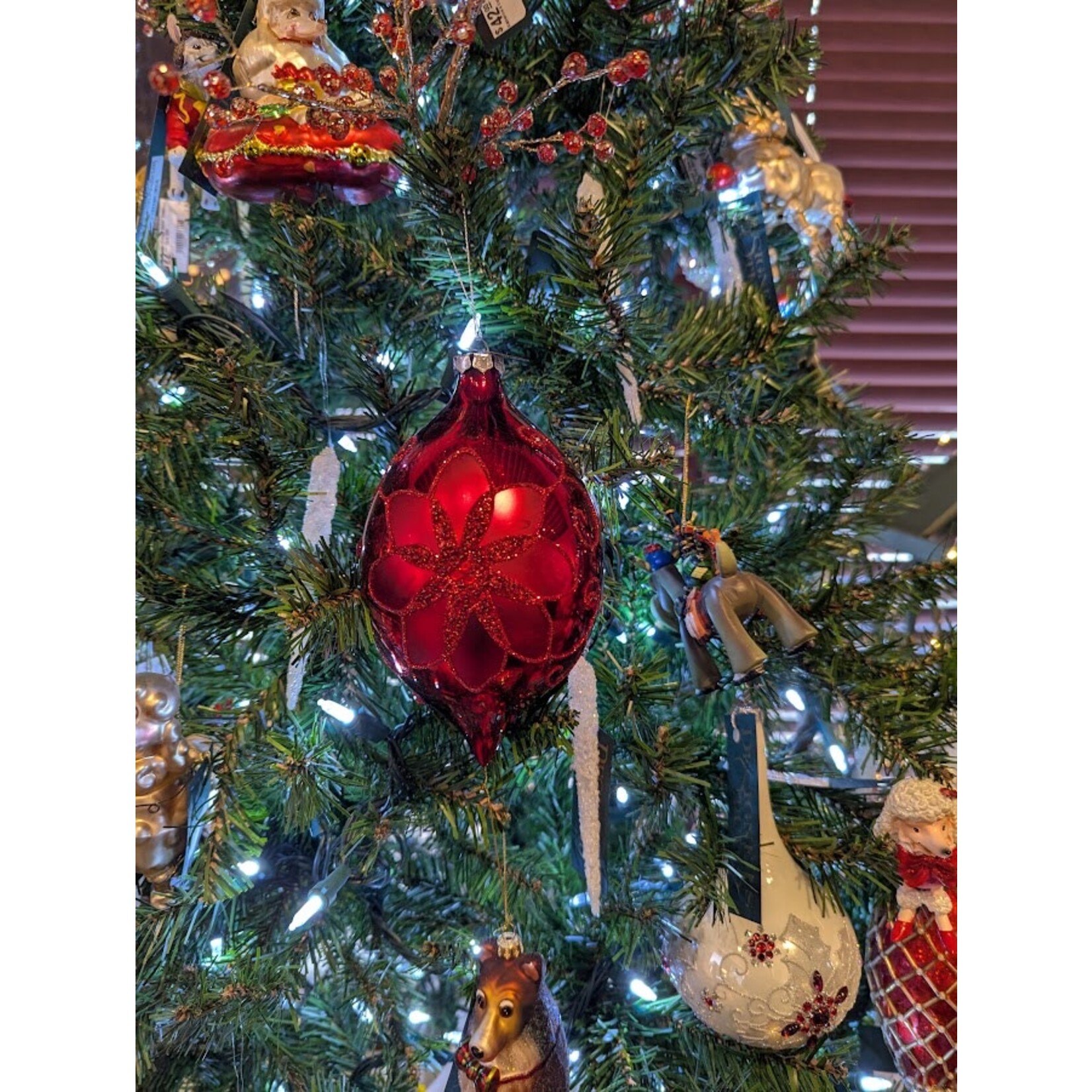 Katherine's Collection Red Poinsettia Glass Bauble Ornament