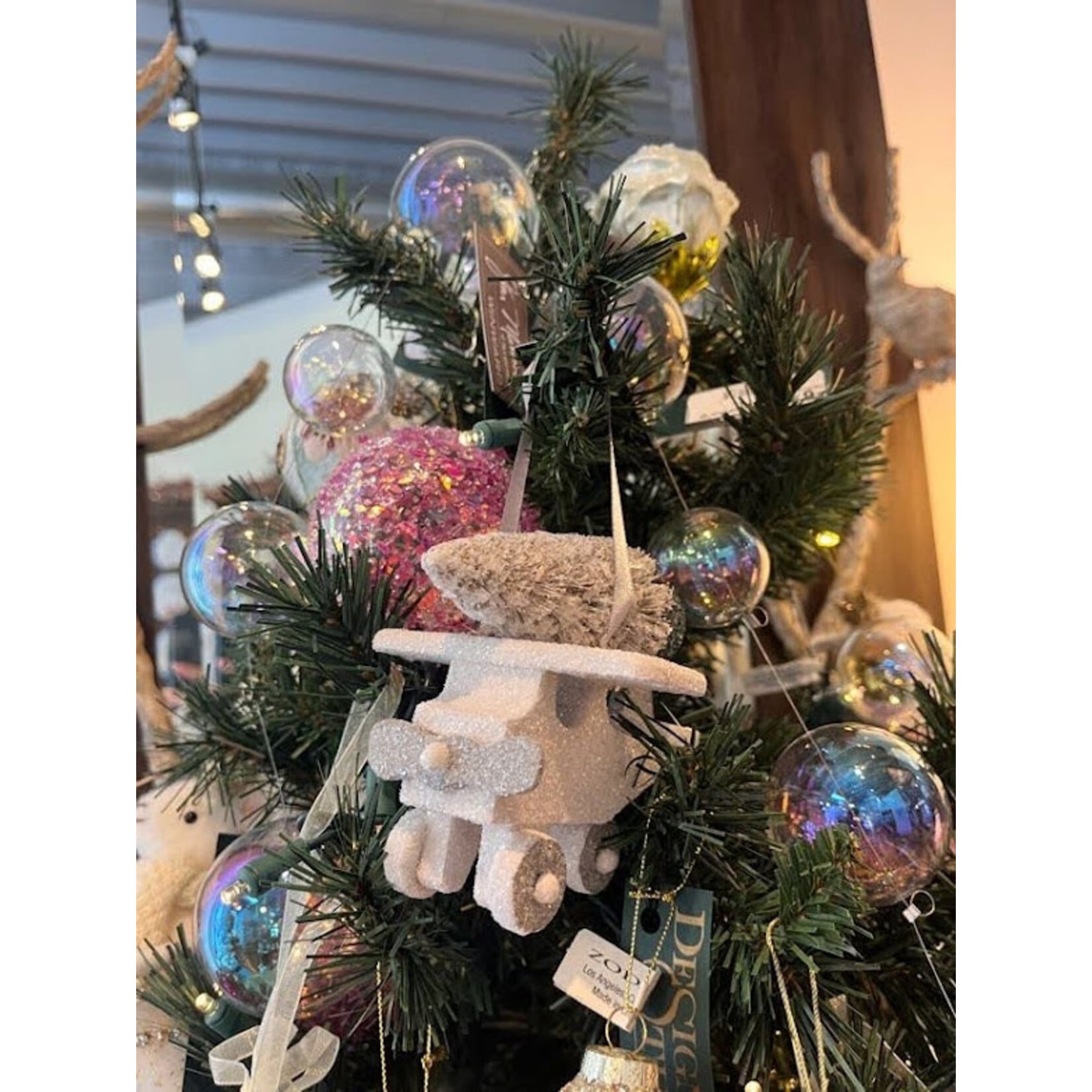 Sherri's Designs Airplane with Tree Dove White Glitter Ornament