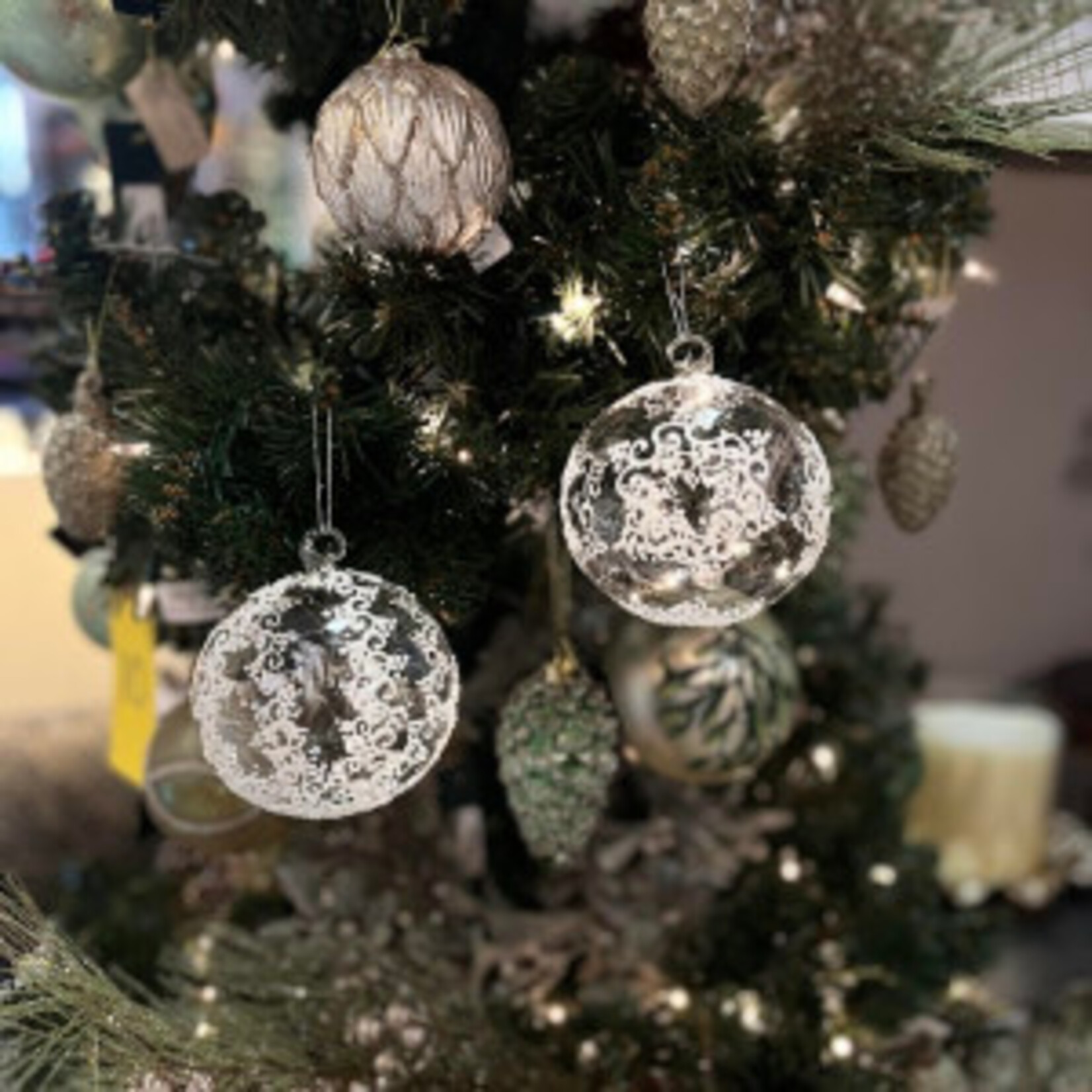 Peter Priess Handcrafted Clear White Glass Snowflake Christmas Ornament 4"