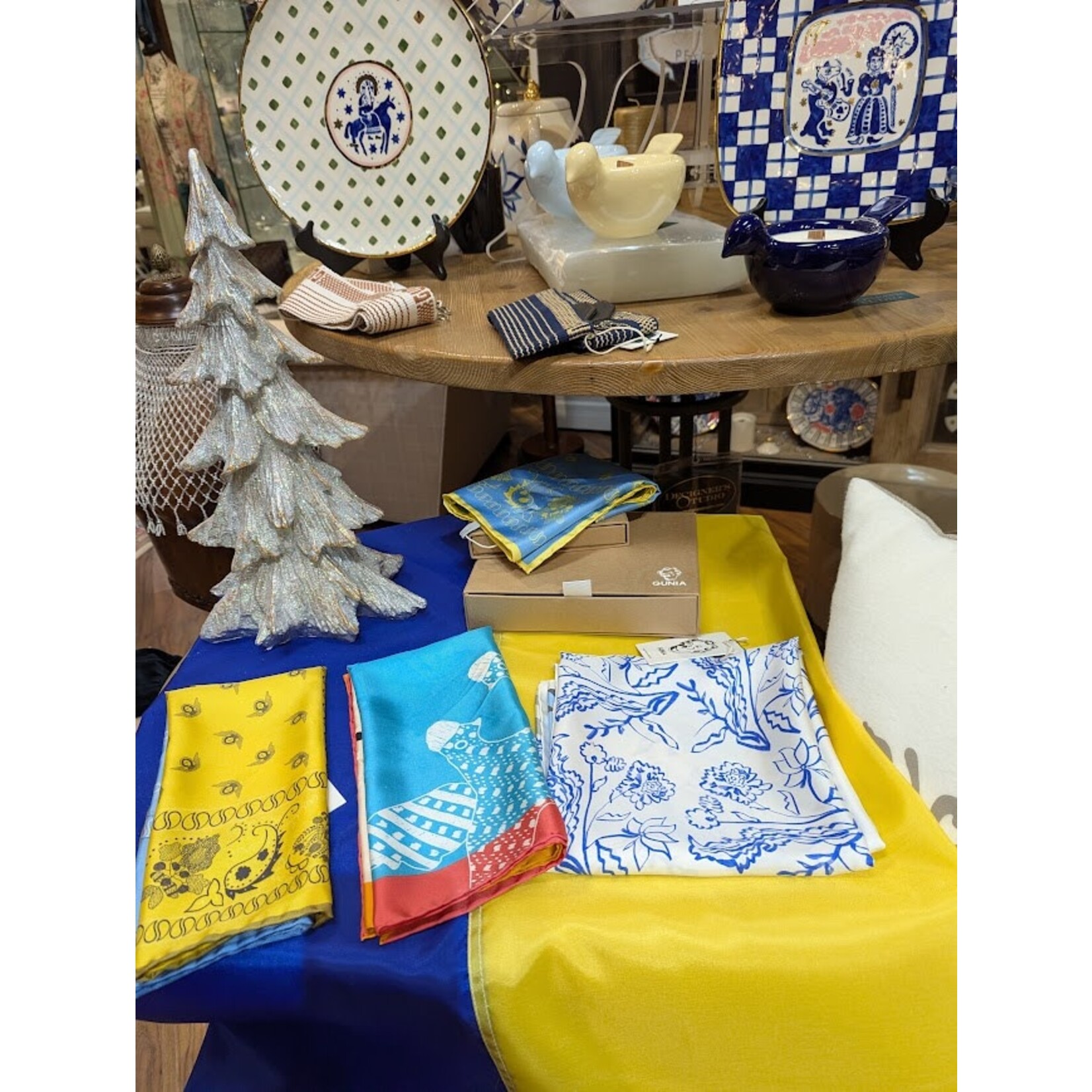 Gunia Project Silk Bandana Scarf Yellow Blue