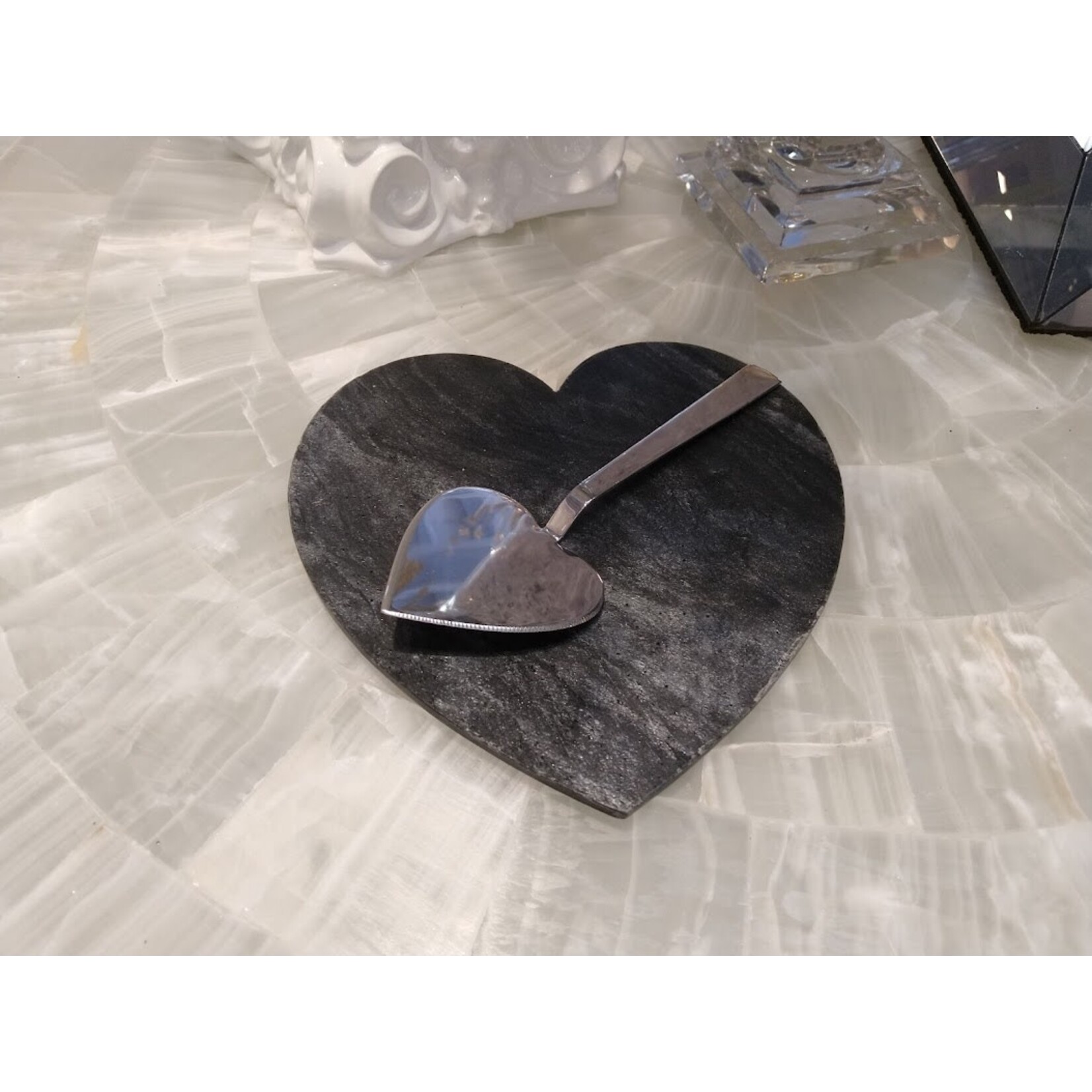 Just Slate Company Heart Silvered Plate