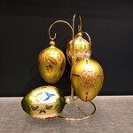 Tannenbaum Treasures Handcrafted Green & Gold Glass Egg Ornament