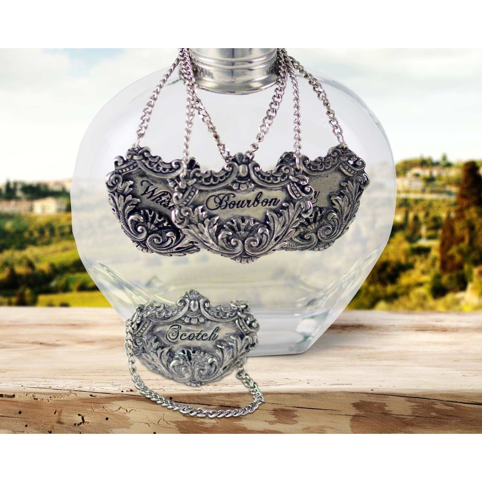 Vagabond House Pewter Hunt Decanter Tag Whiskey
