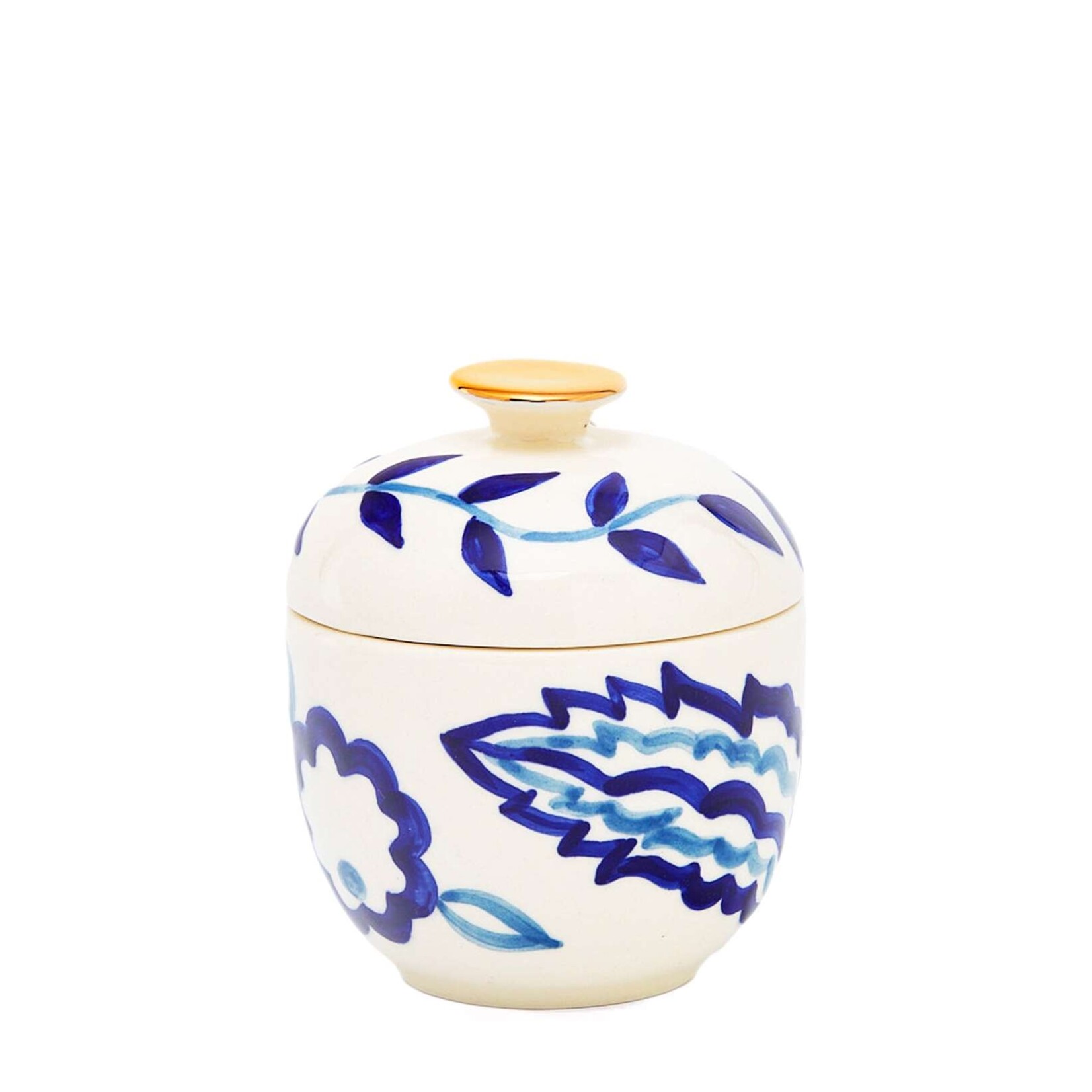 Gunia Project Semiporcelain Hand Painted Floral Indigo Sugar Bowl