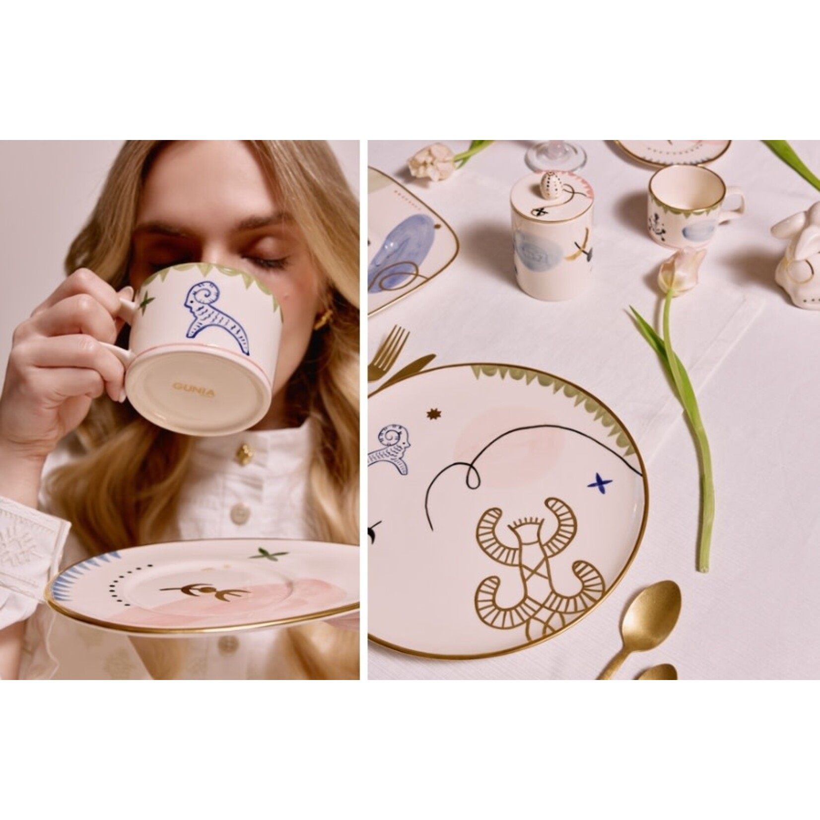 Gunia Project Hand Painted Egg Shaped Plate Vesna Spring