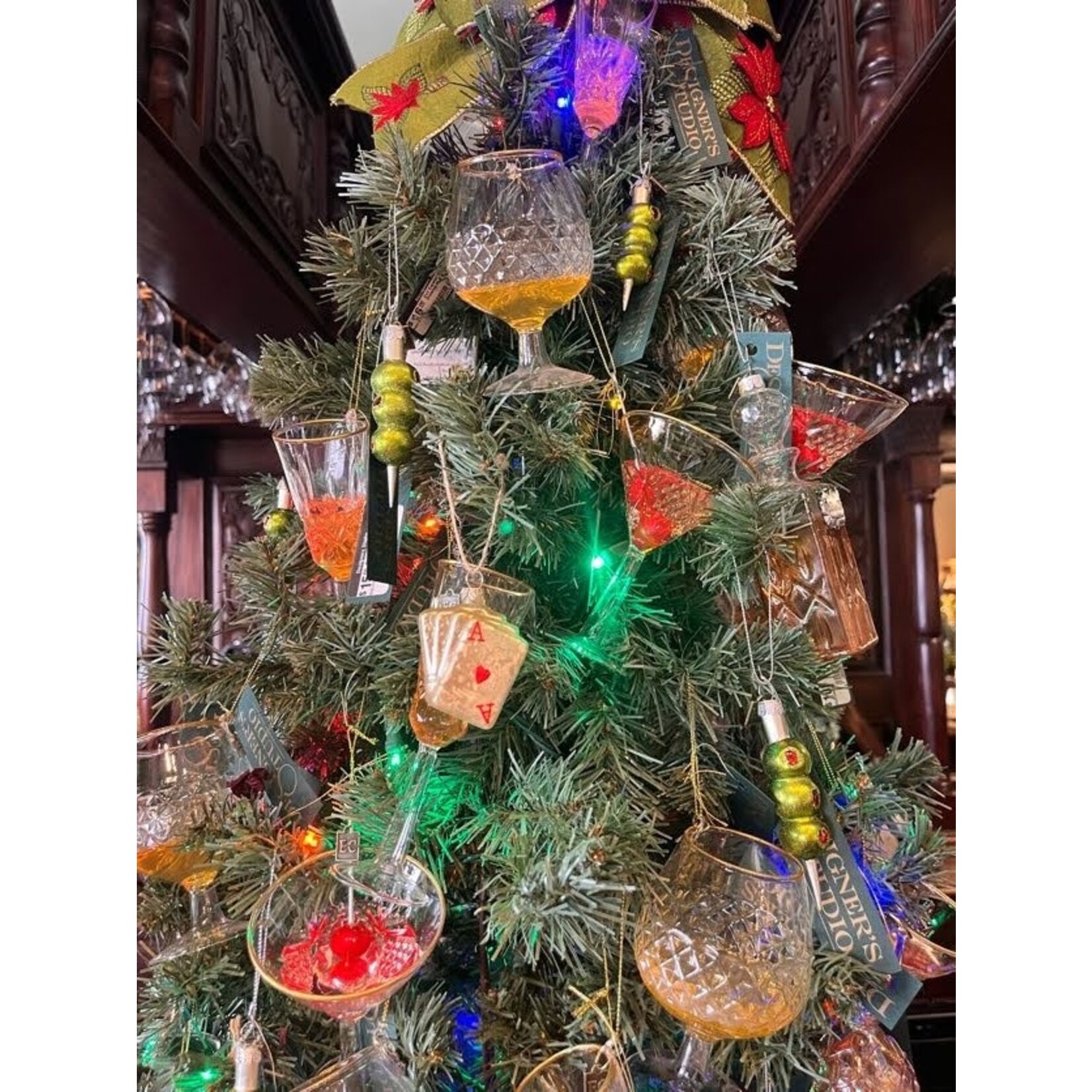Shishi LLC Glass Cards Red Gold Ornament