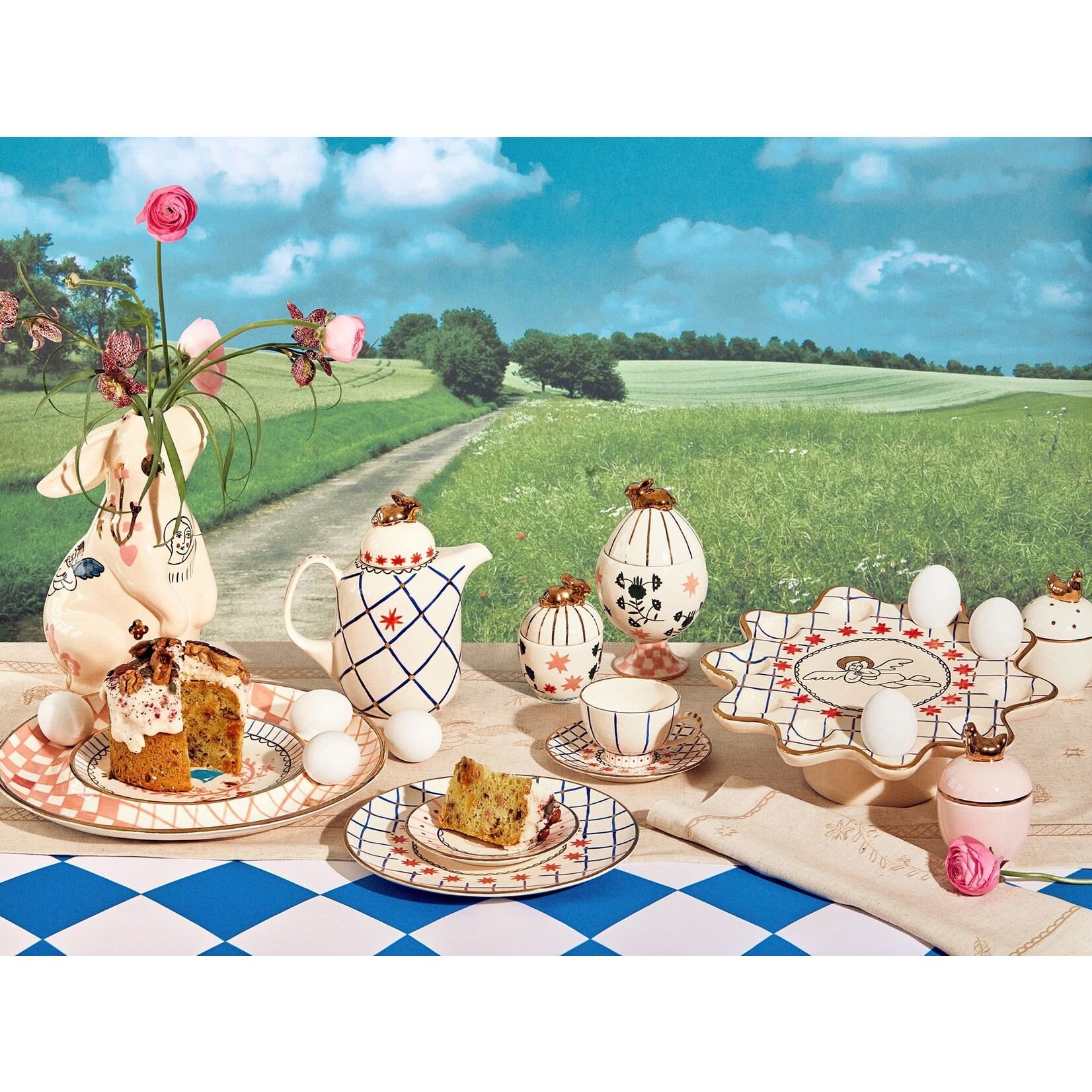 Gunia Project Hand Painted Semiporcelain Easter Teapot
