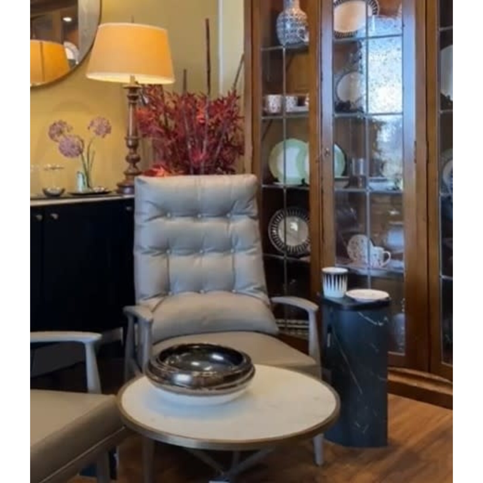 Thayer Coggin Vintage Viceroy Recliner Grey Leather on Walnut