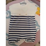 Angel Dear Seed Stitch Navy Romper 6 Month